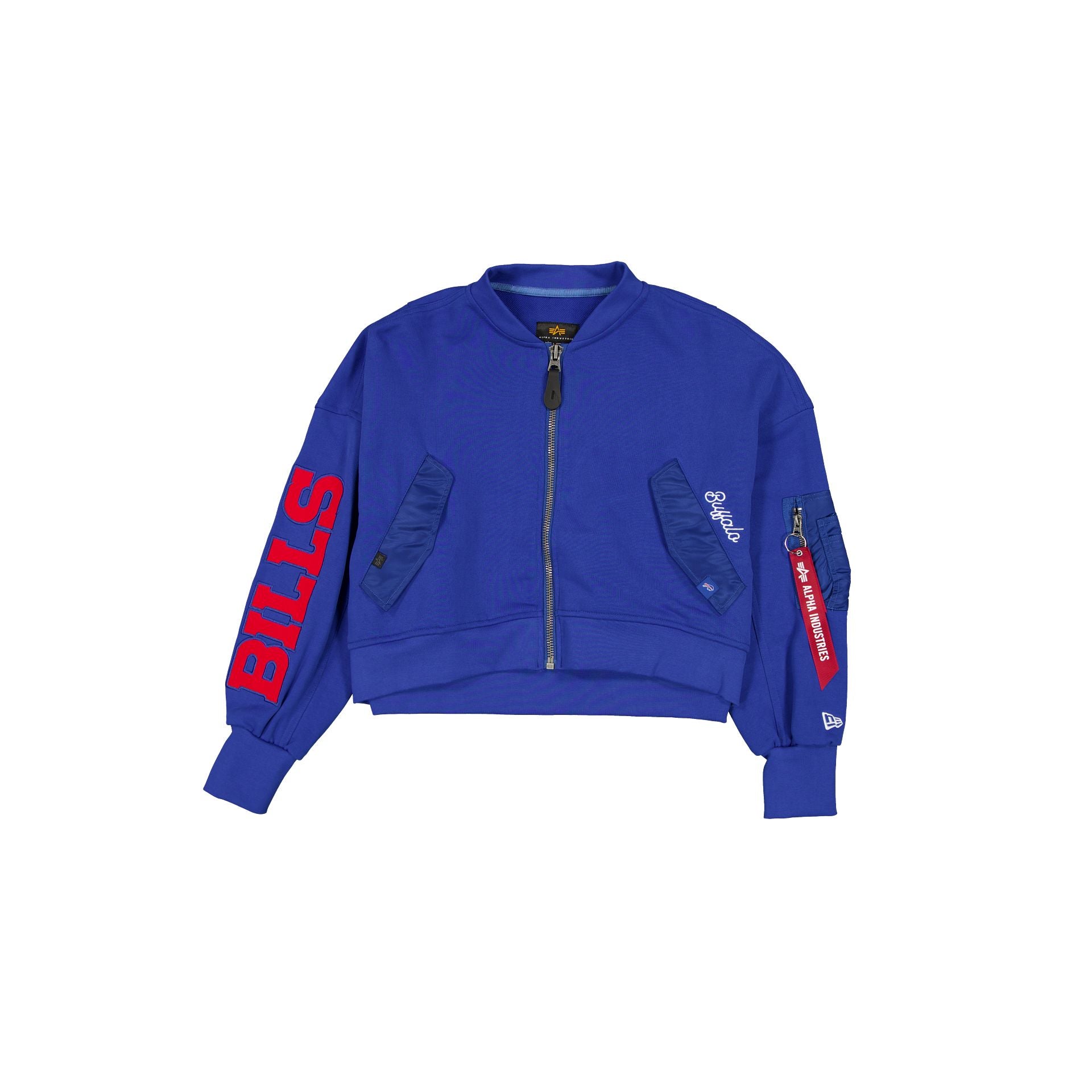Alpha Industries X Buffalo Bills Blue Women's Full Zip Cropped Fleece Jacket