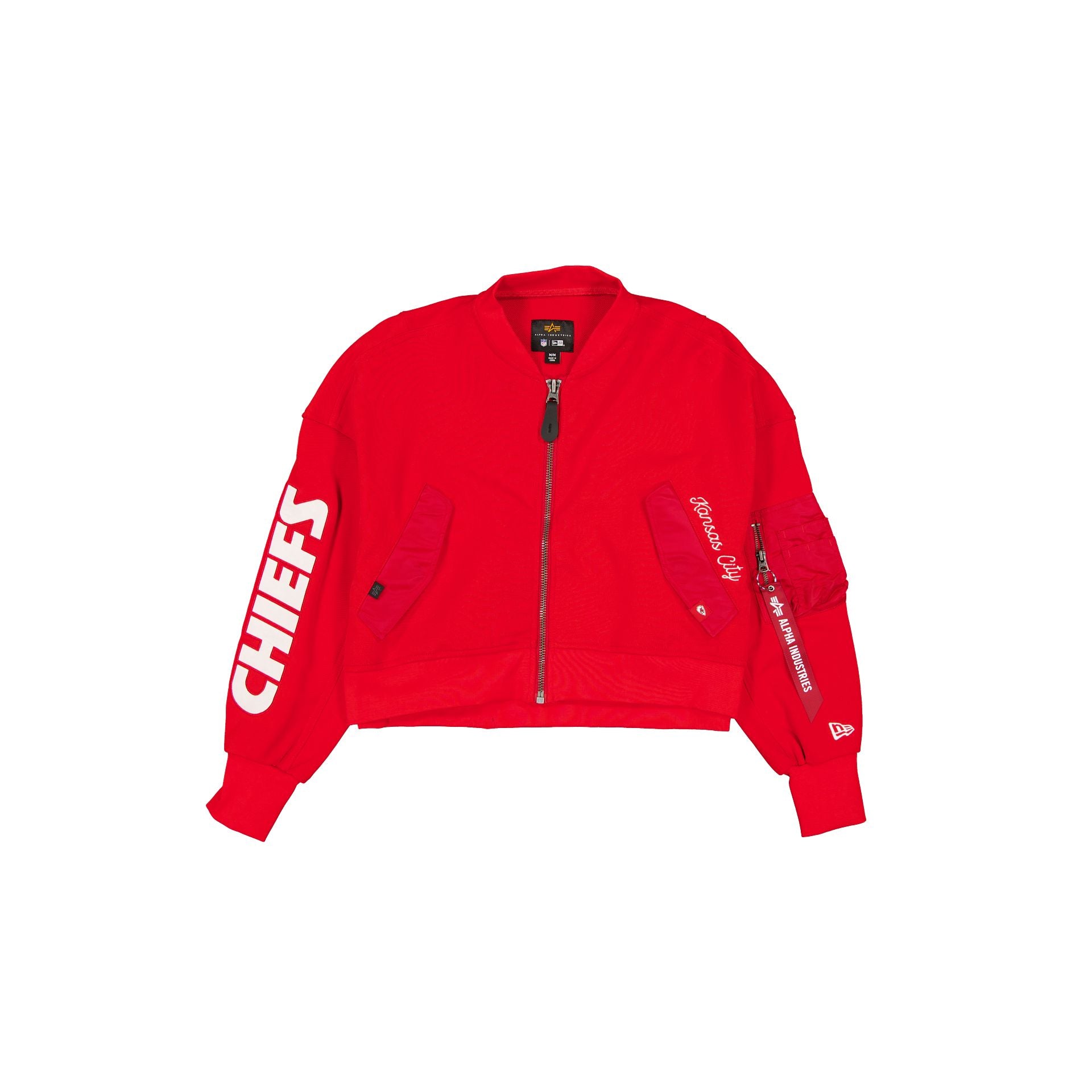 Alpha Industries X Kansas City Chiefs Red Women's Full Zip Cropped Fleece Jacket