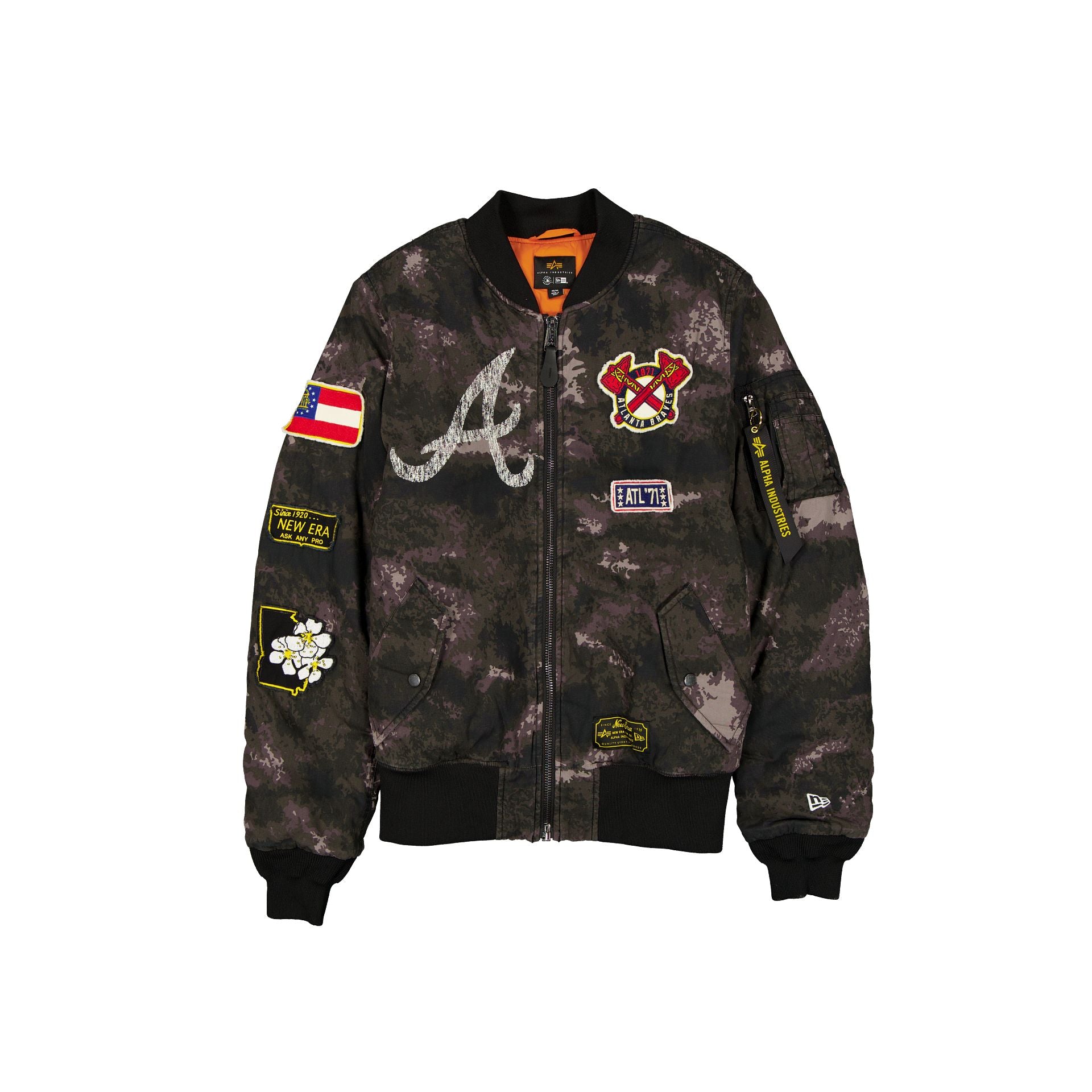 Alpha Industries X Atlanta Braves Black Camo Ma-1 Bomber Jacket