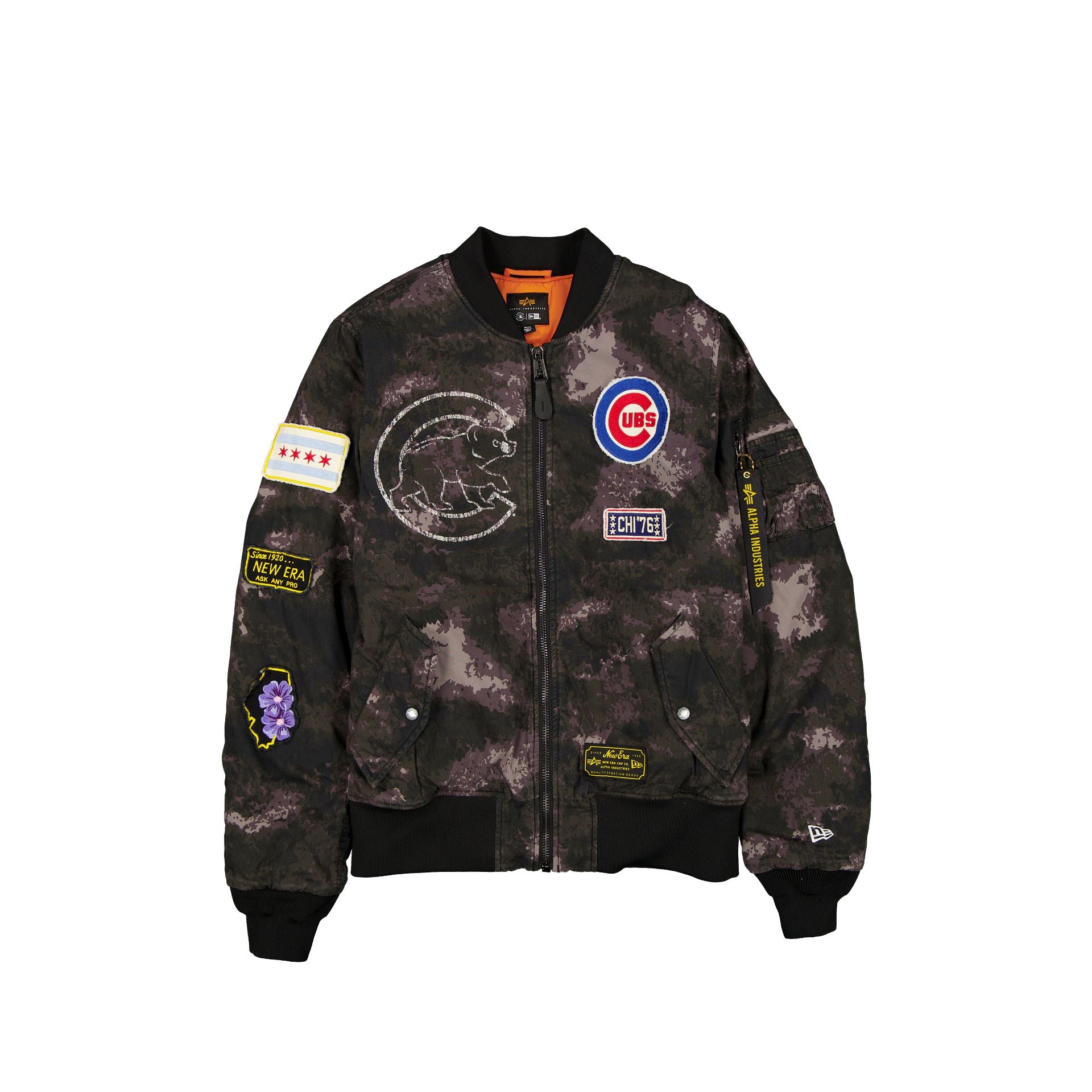 Alpha Industries X Chicago Cubs Black Camo Ma-1 Bomber Jacket