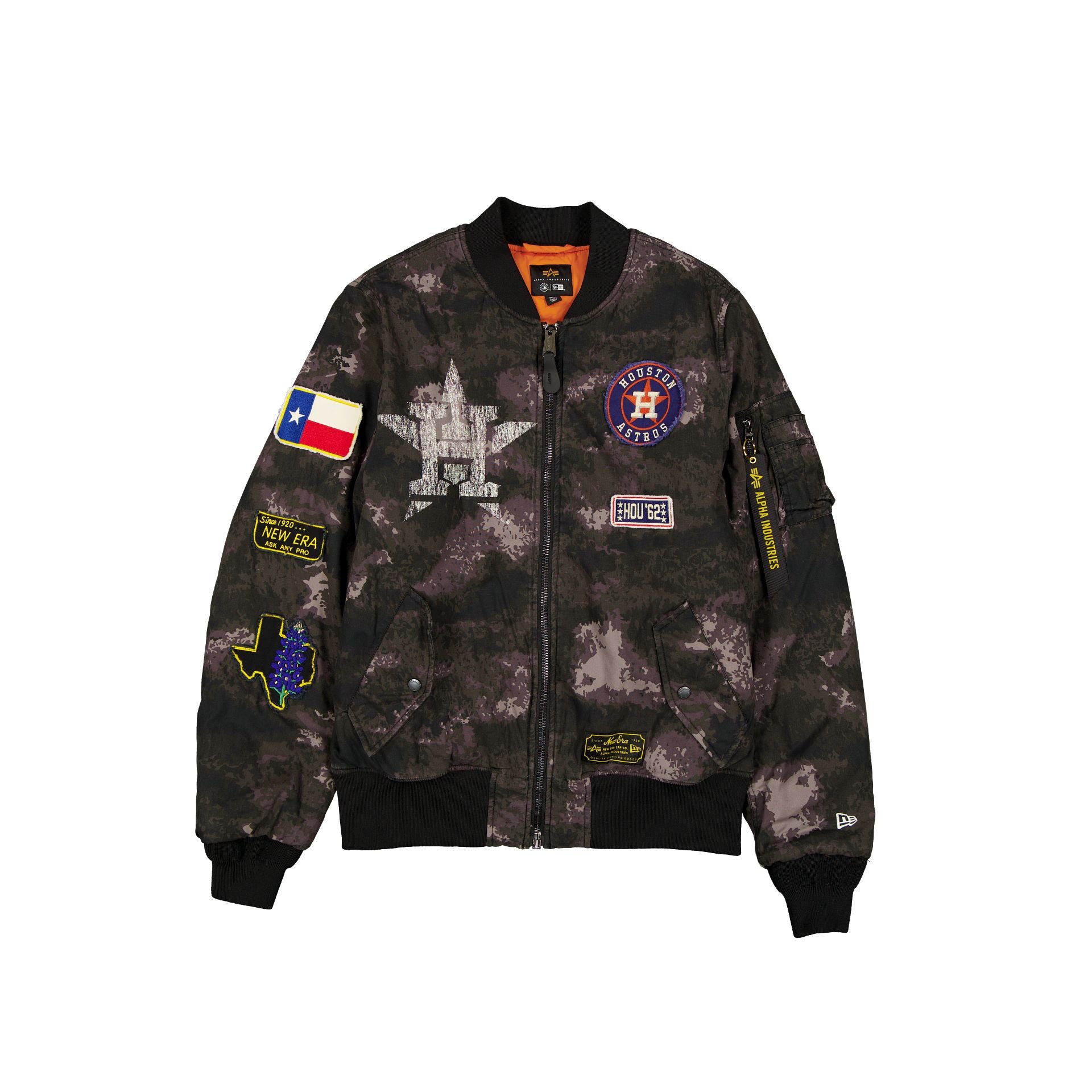 Alpha Industries X Houston Astros Black Camo Ma-1 Bomber Jacket