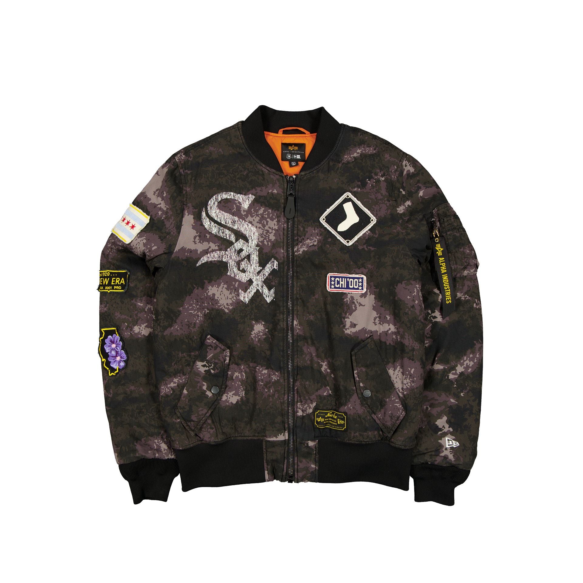 Alpha Industries X Chicago White Sox Black Camo Ma-1 Bomber Jacket