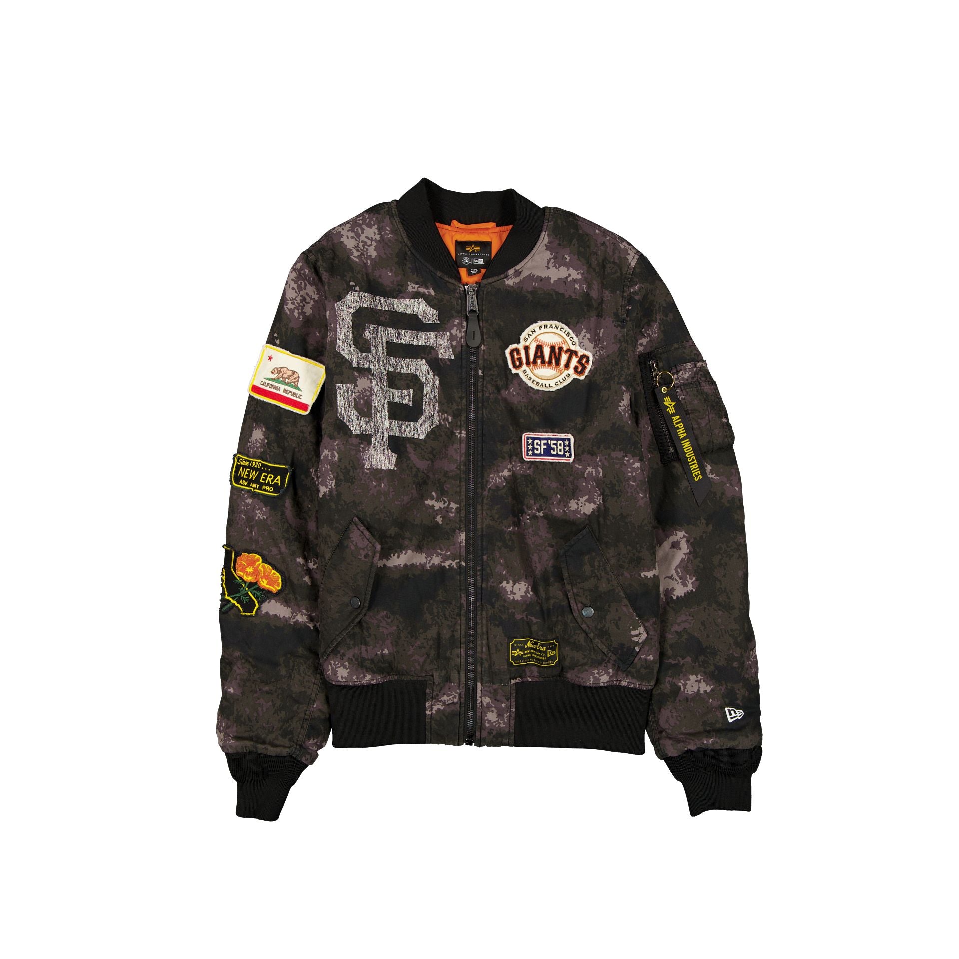Alpha Industries X San Francisco Giants Black Camo Ma-1 Bomber Jacket