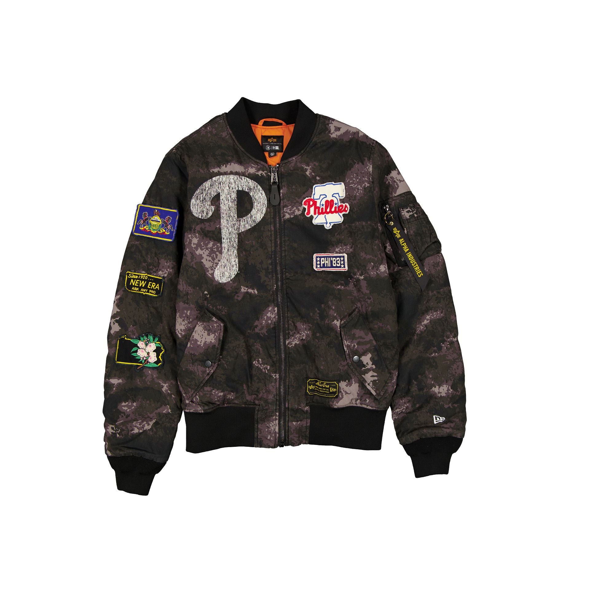 Alpha Industries X Philadelphia Phillies Black Camo Ma-1 Bomber Jacket