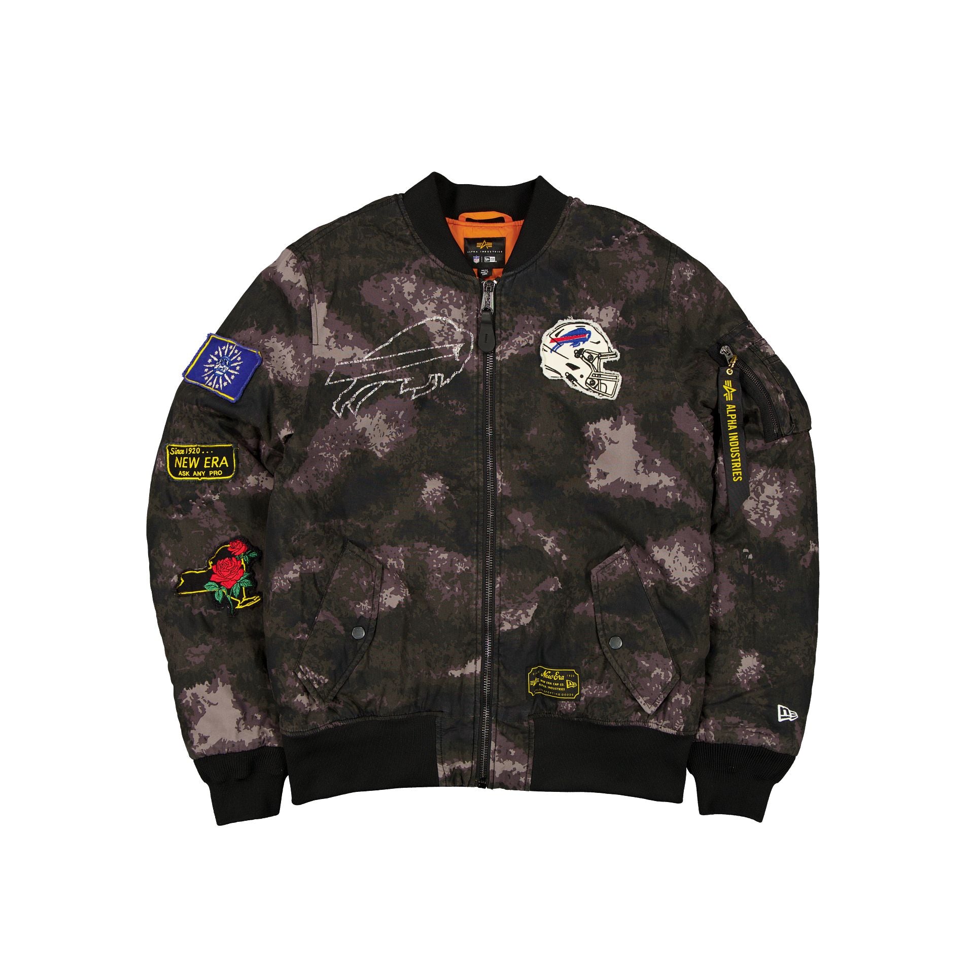 Alpha Industries X Buffalo Bills Black Camo Ma-1 Bomber Jacket