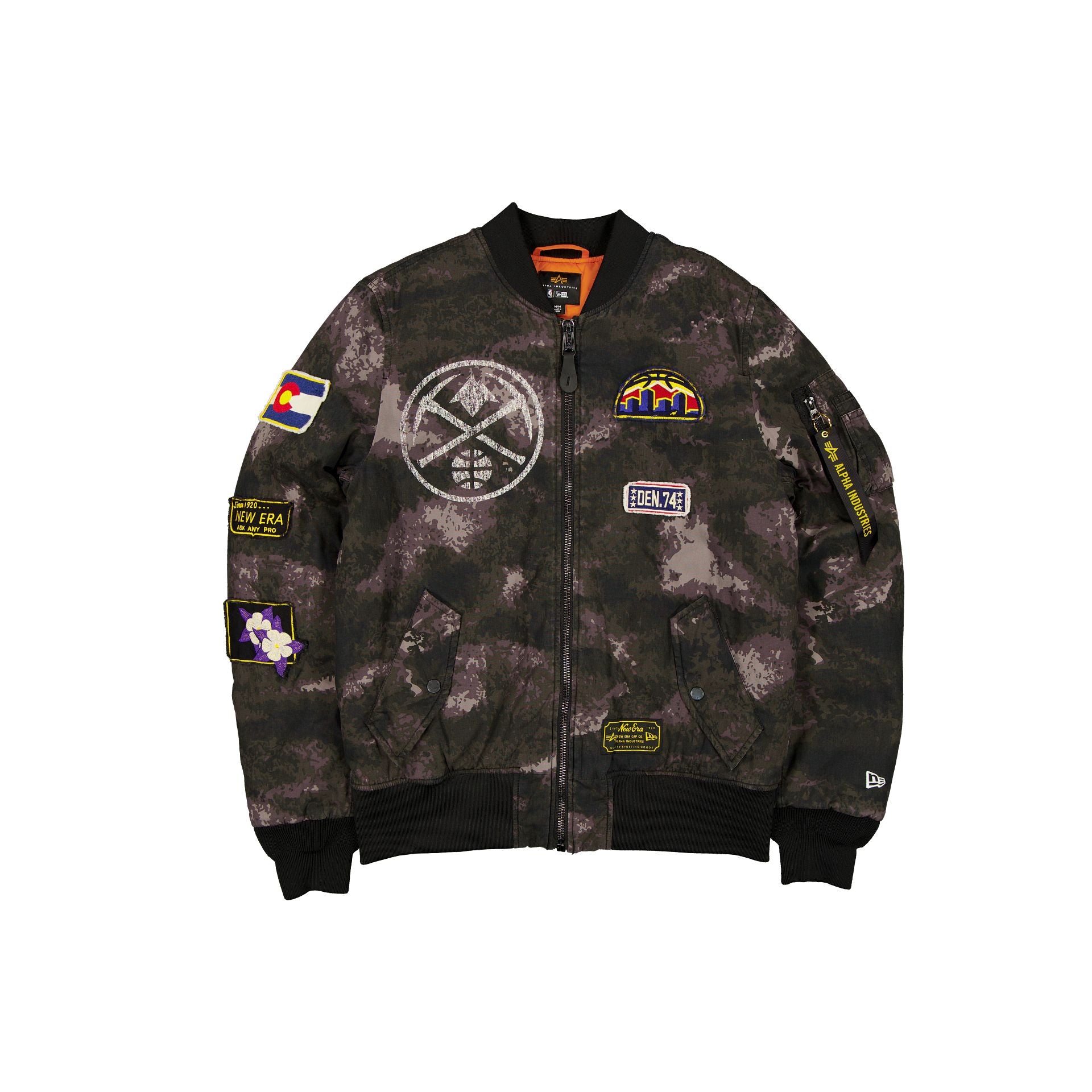Alpha Industries X Denver Nuggets Black Camo Ma-1 Bomber Jacket