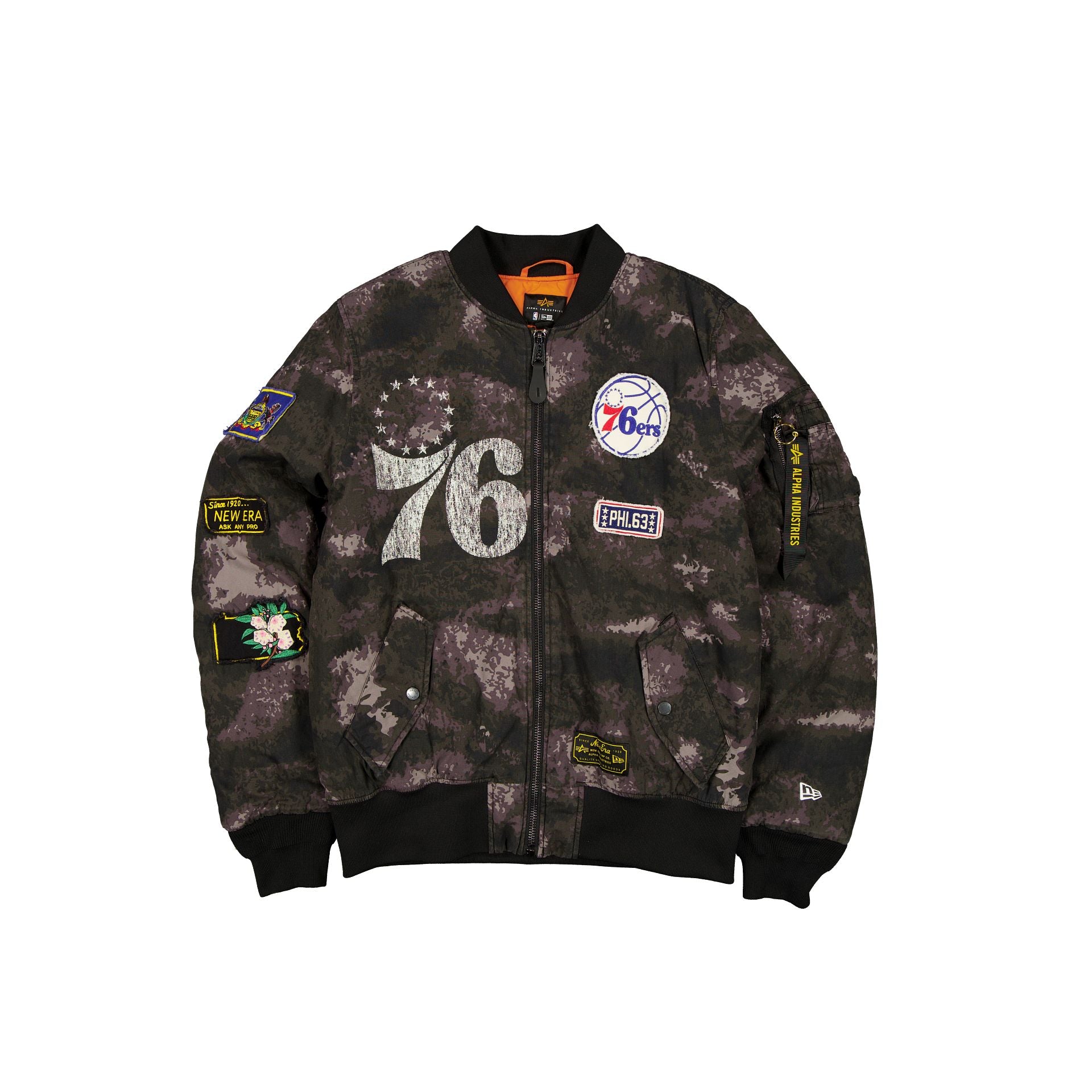 Alpha Industries X Philadelphia 76Ers Black Camo Ma-1 Bomber Jacket