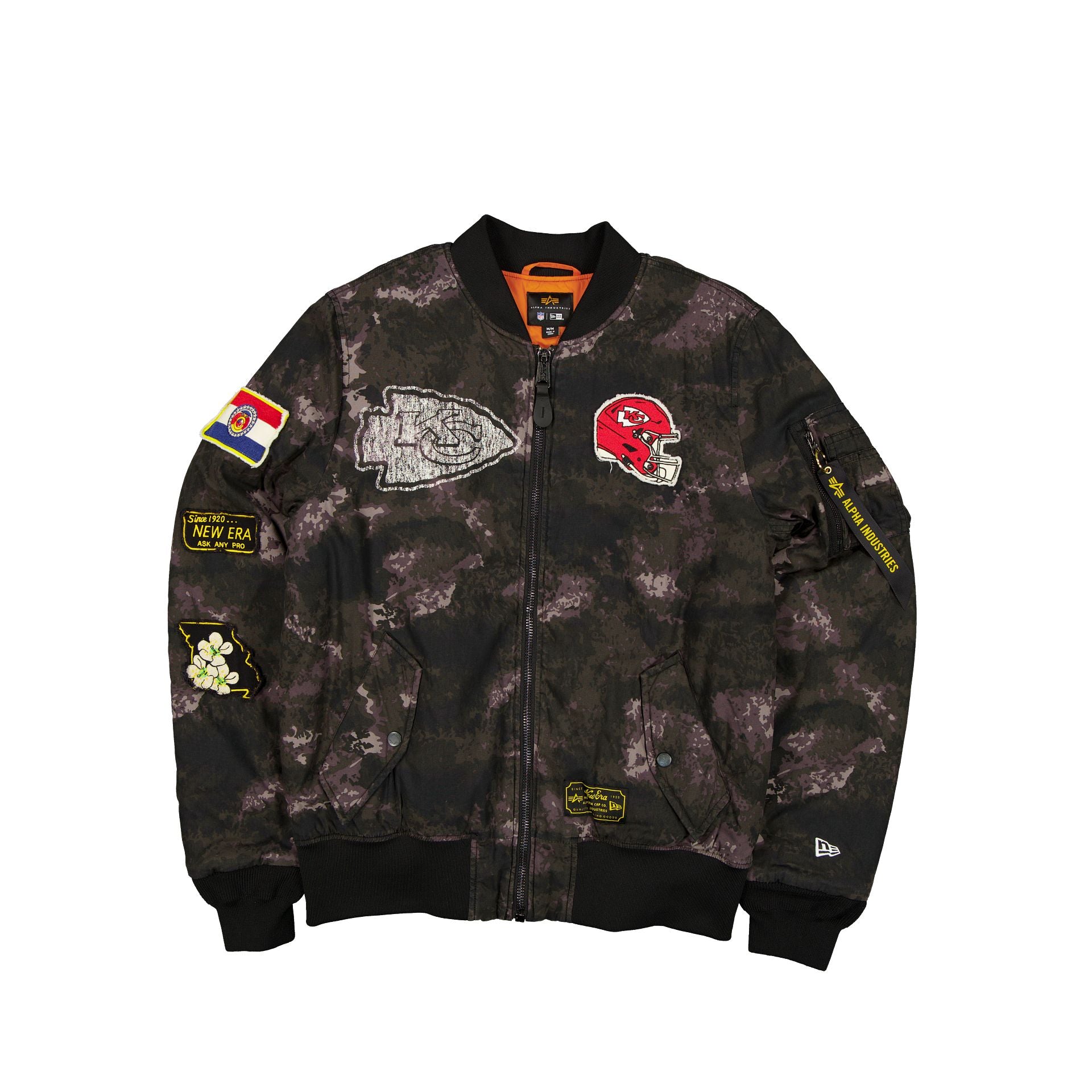 Alpha Industries X Kansas City Chiefs Black Camo Ma-1 Bomber Jacket