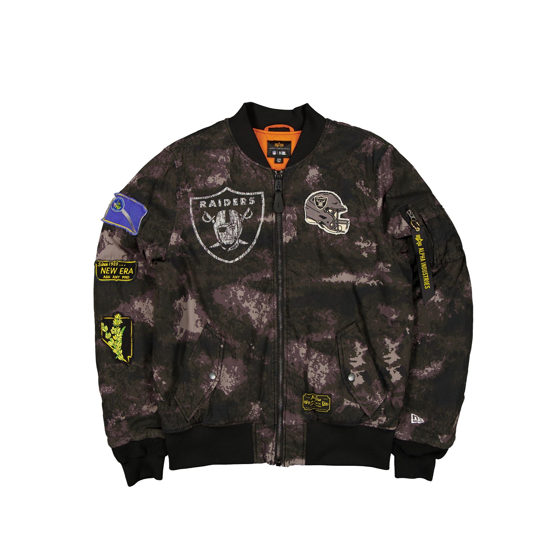 Alpha Industries X Las Vegas Raiders Black Camo Ma-1 Bomber Jacket