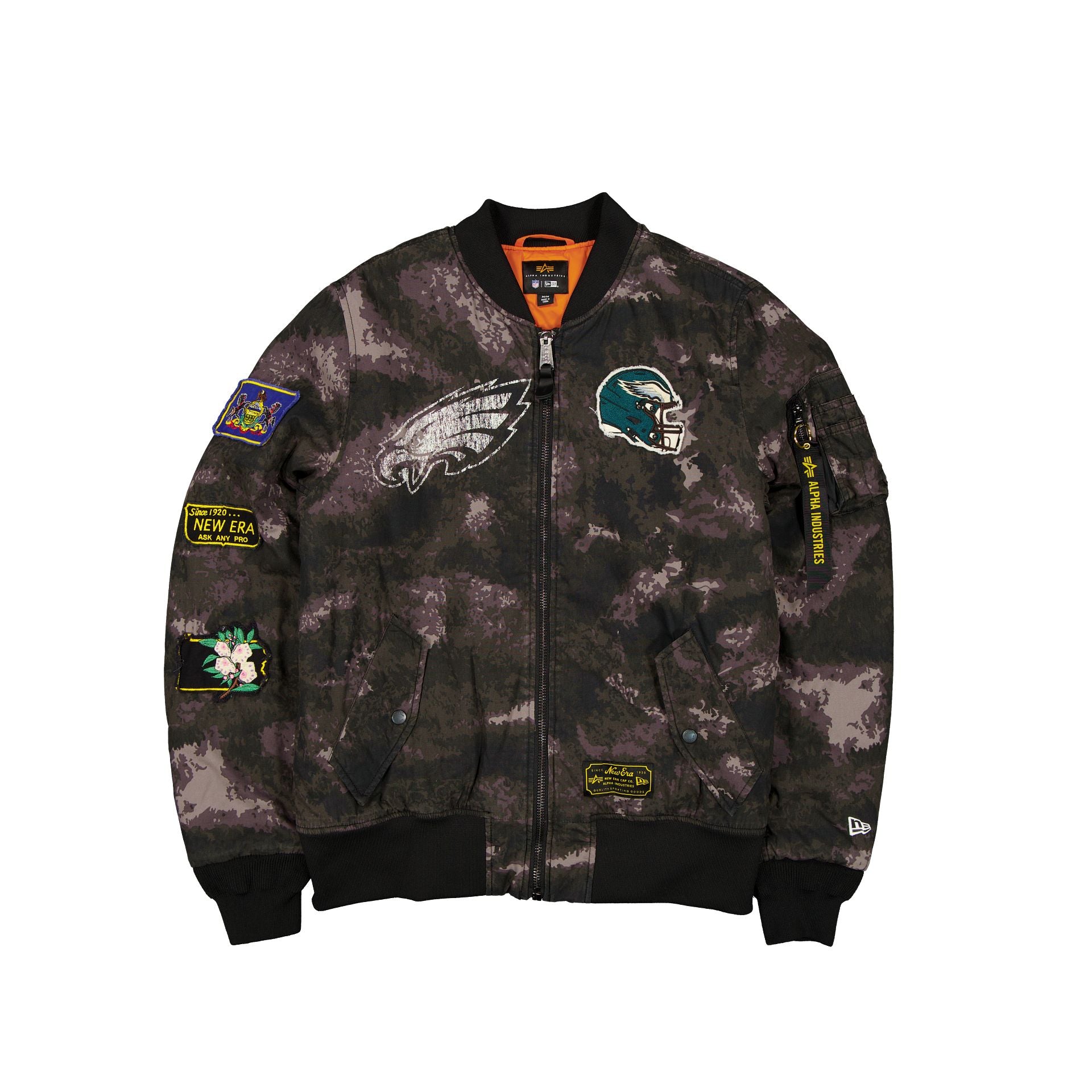 Alpha Industries X Philadelphia Eagles Black Camo Ma-1 Bomber Jacket
