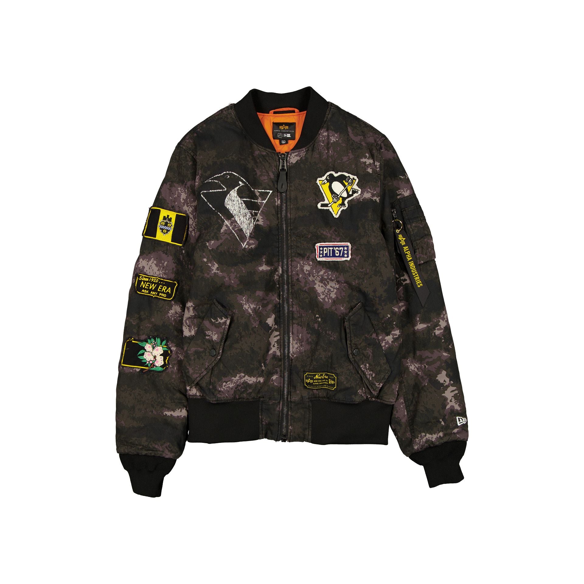Alpha Industries X Pittsburgh Penguins Black Camo Ma-1 Bomber Jacket