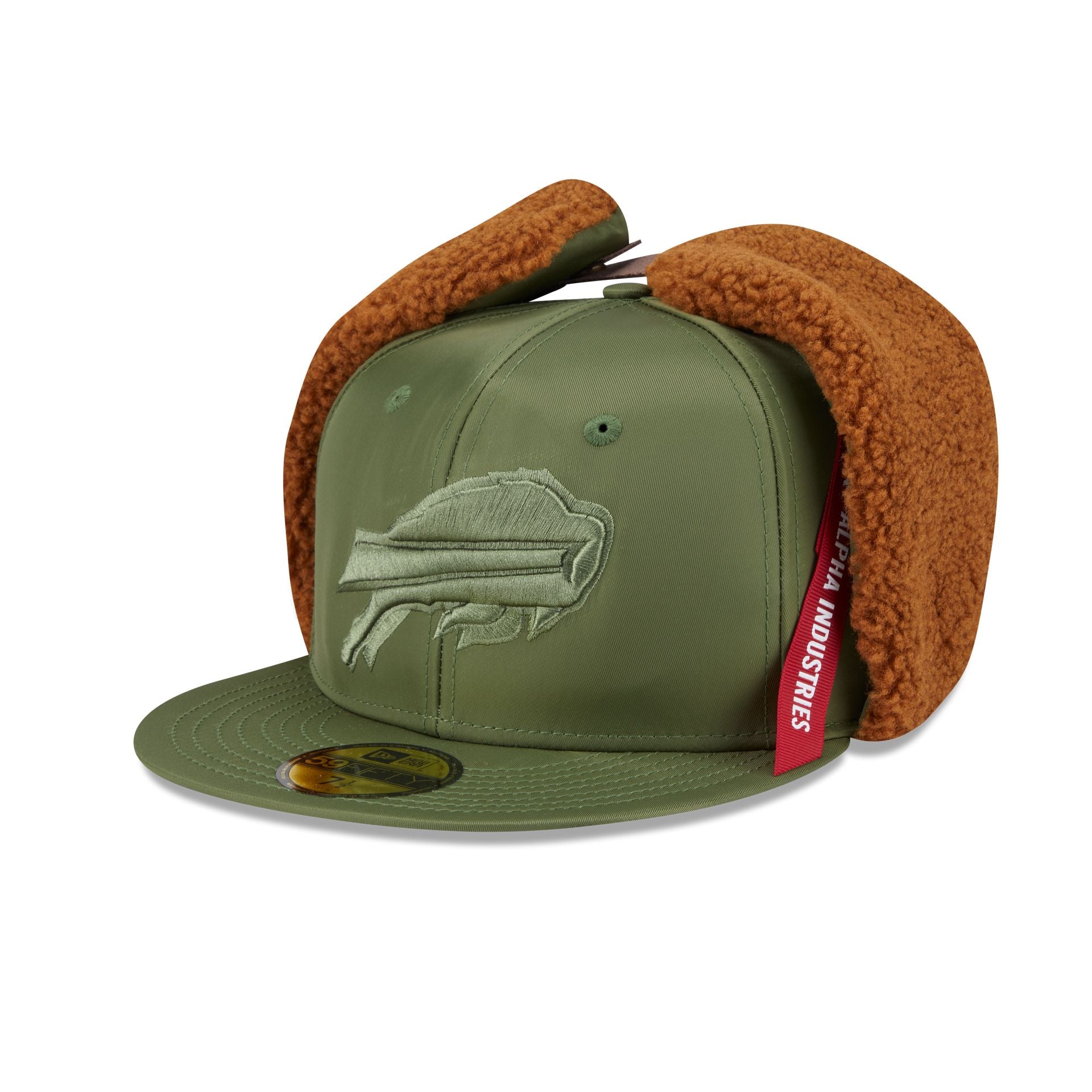 Alpha Industries X Buffalo Bills Olive Green Dog Ear 59Fifty Fitted Hat