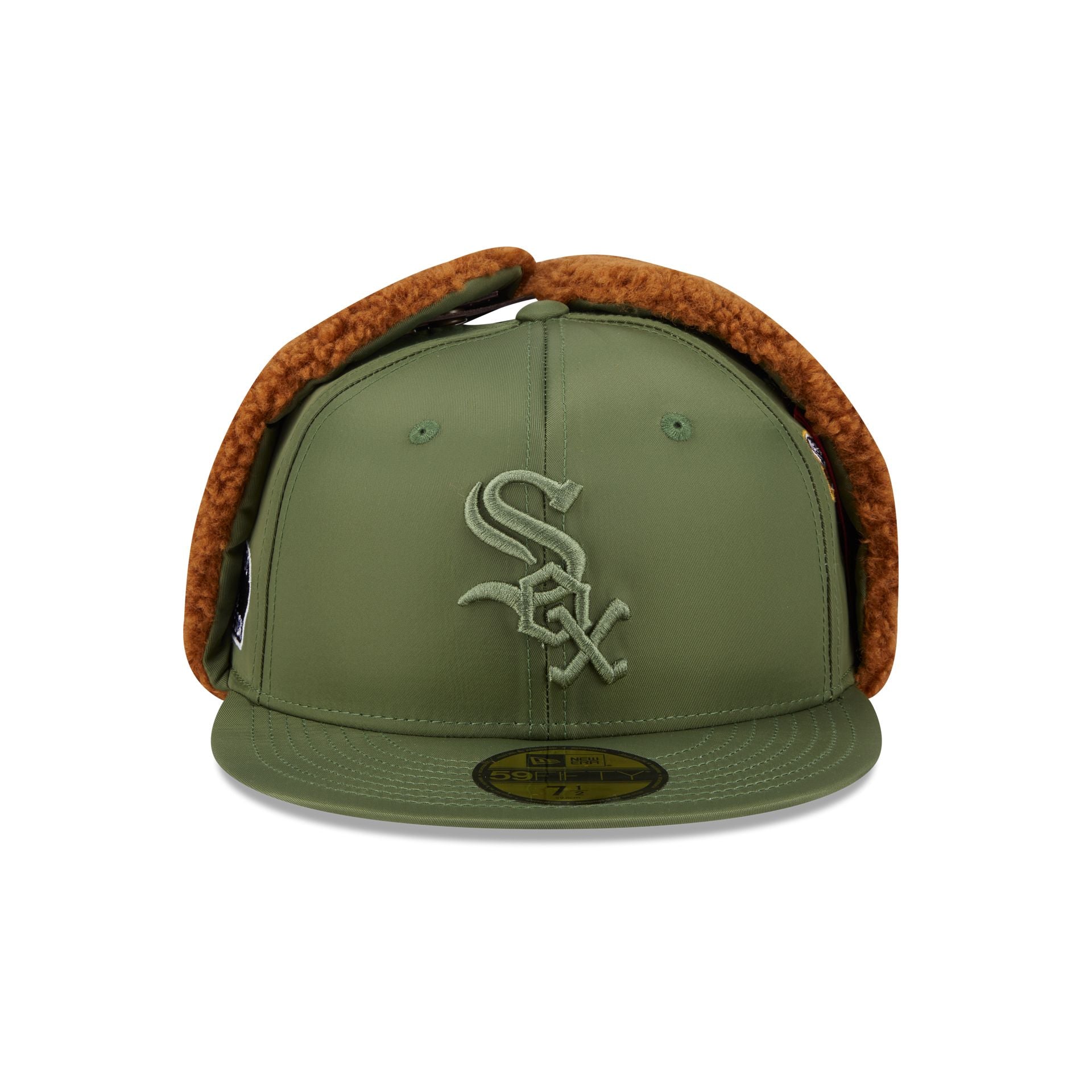 Alternative view of Alpha Industries X Chicago White Sox Olive Green Dog Ear 59Fifty Fitted Hat