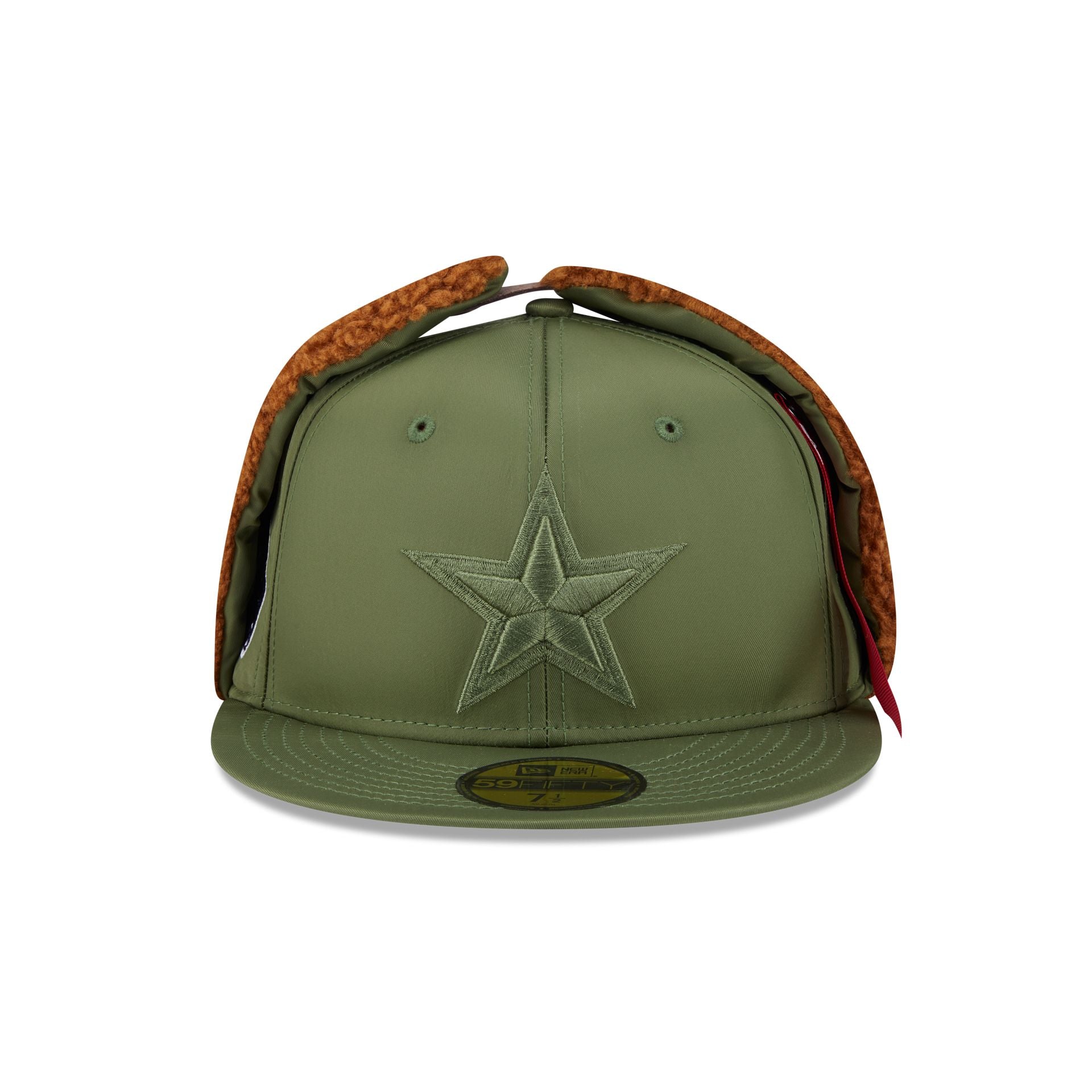 Alternative view of Alpha Industries X Dallas Cowboys Olive Green Dog Ear 59Fifty Fitted Hat