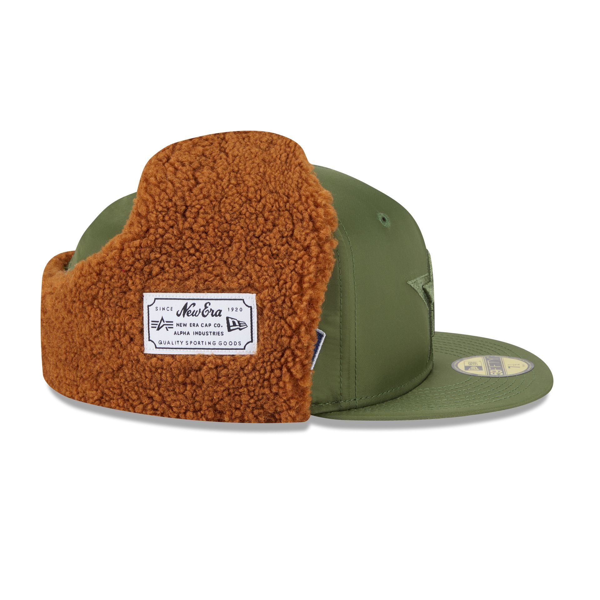 Alpha Industries X Dallas Cowboys Olive Green Dog Ear 59Fifty Fitted Hat - Image 5