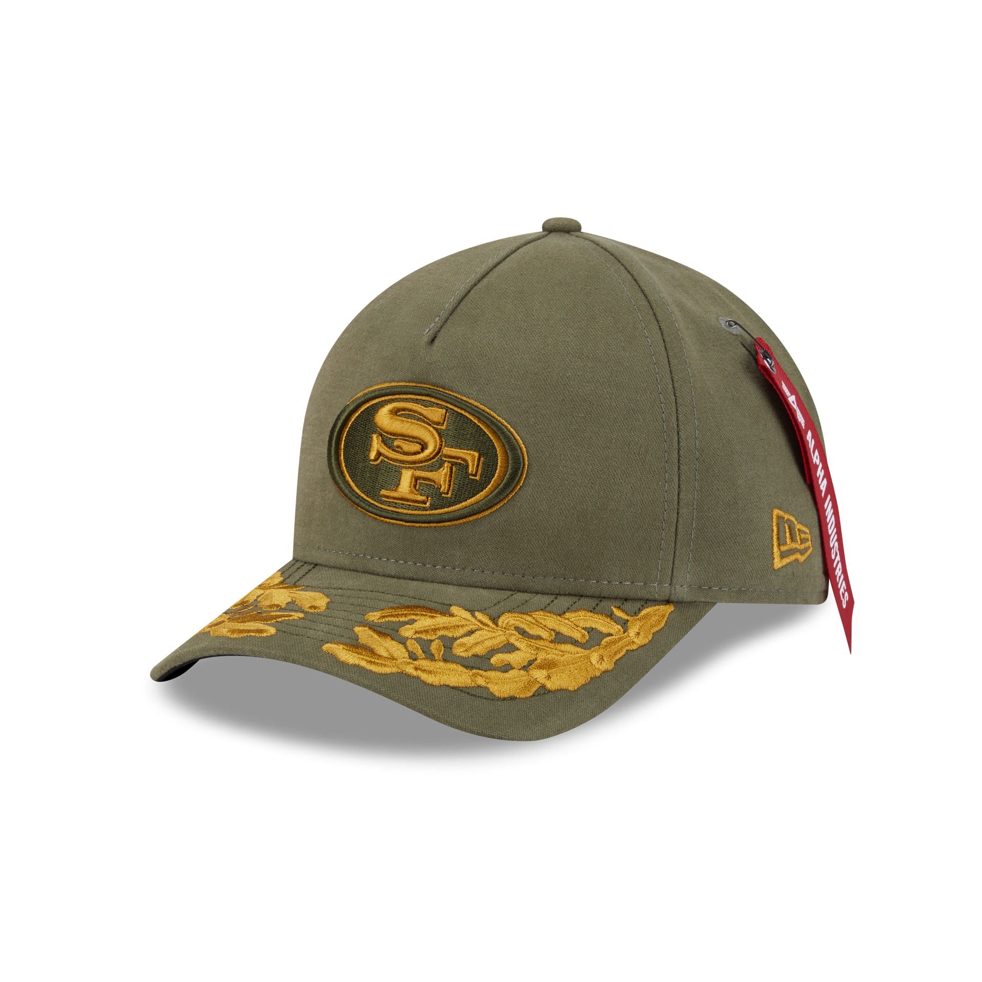 Alpha Industries X San Francisco 49Ers Olive Green 9Forty M-Crown A-Frame Snapback Hat