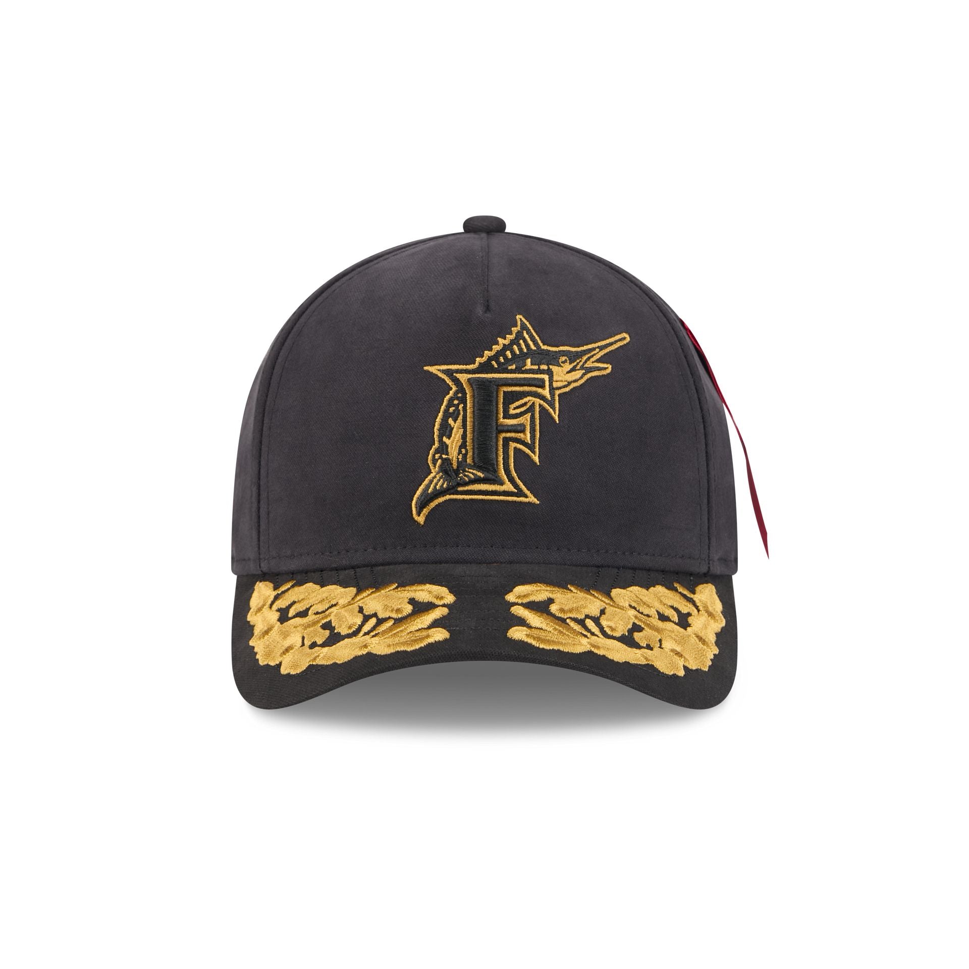 Alternative view of Alpha Industries X Miami Marlins Black 9Forty M-Crown A-Frame Snapback Hat
