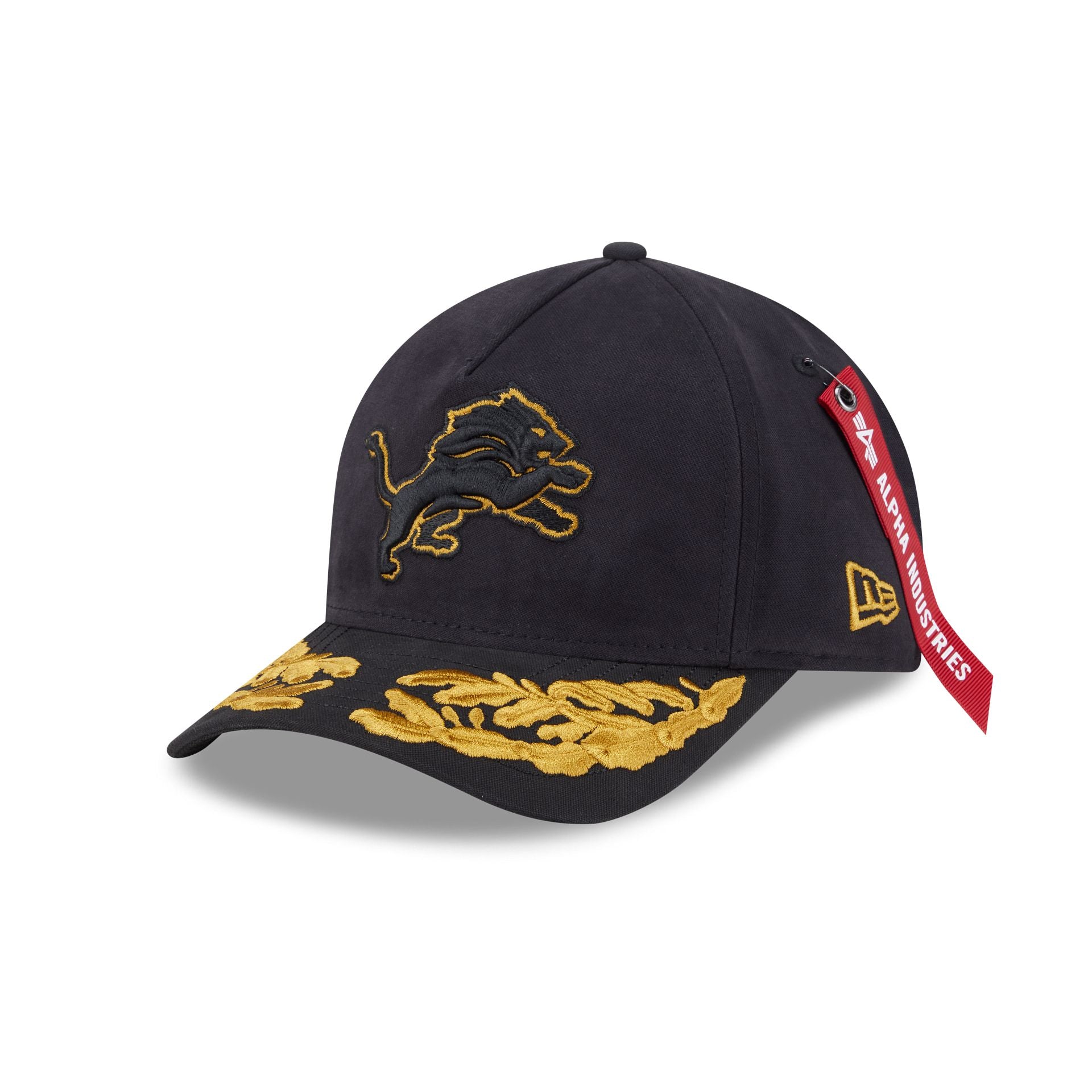 Alpha Industries X Detroit Lions Black 9Forty M-Crown A-Frame Snapback Hat