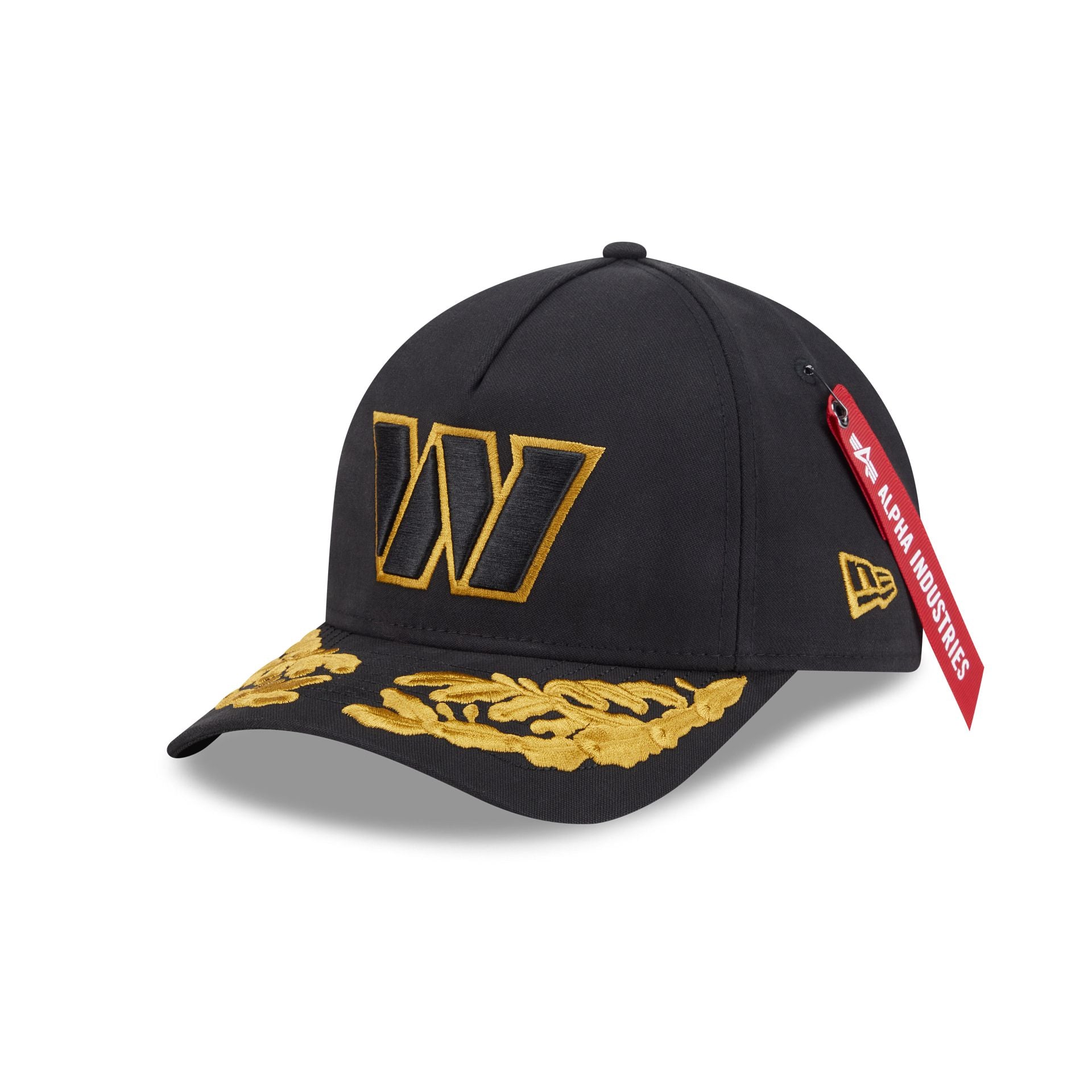 Alpha Industries X Washington Commanders Black 9Forty M-Crown A-Frame Snapback Hat