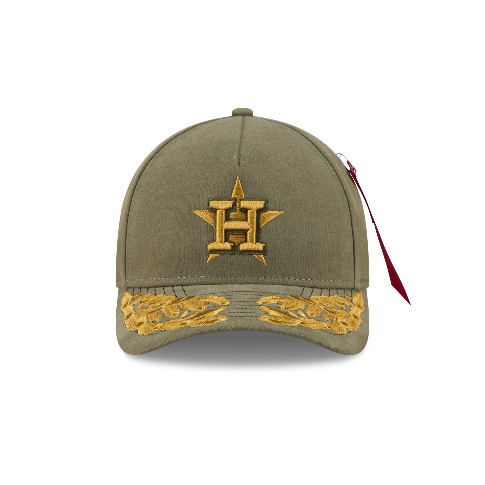 Alternative view of Alpha Industries X Houston Astros Olive Green 9Forty M-Crown A-Frame Snapback Hat