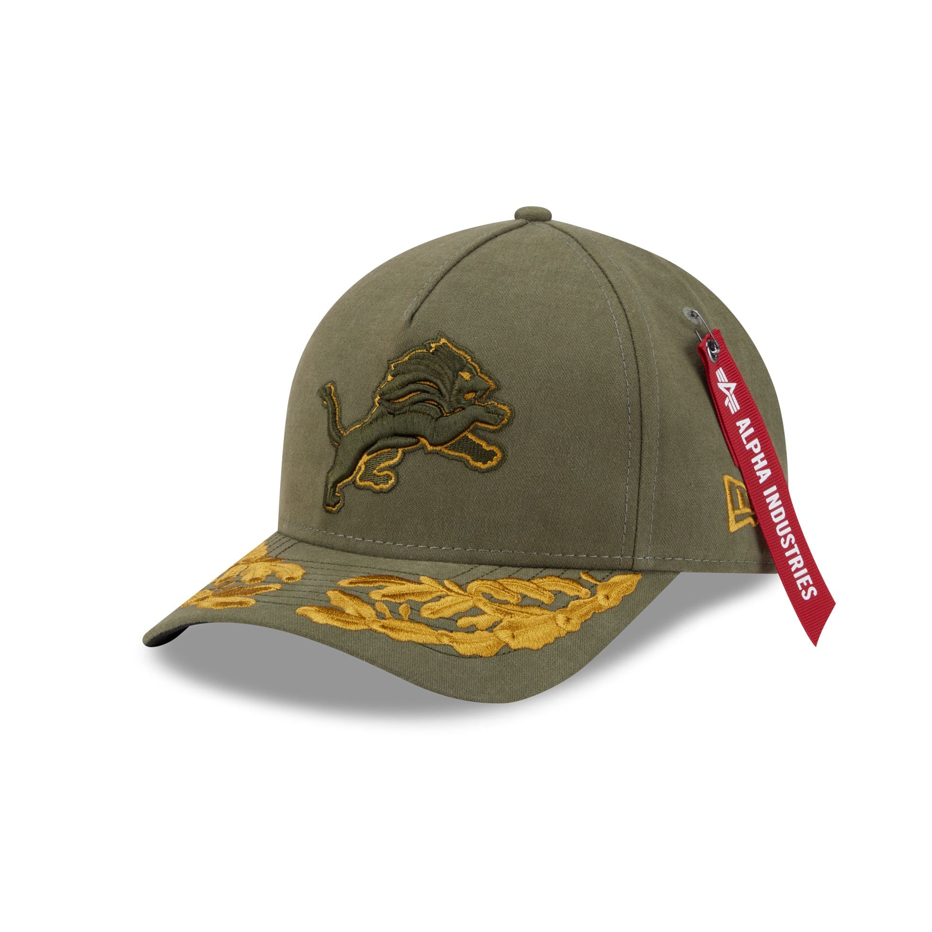 Alpha Industries X Detroit Lions Olive Green 9Forty M-Crown A-Frame Snapback Hat