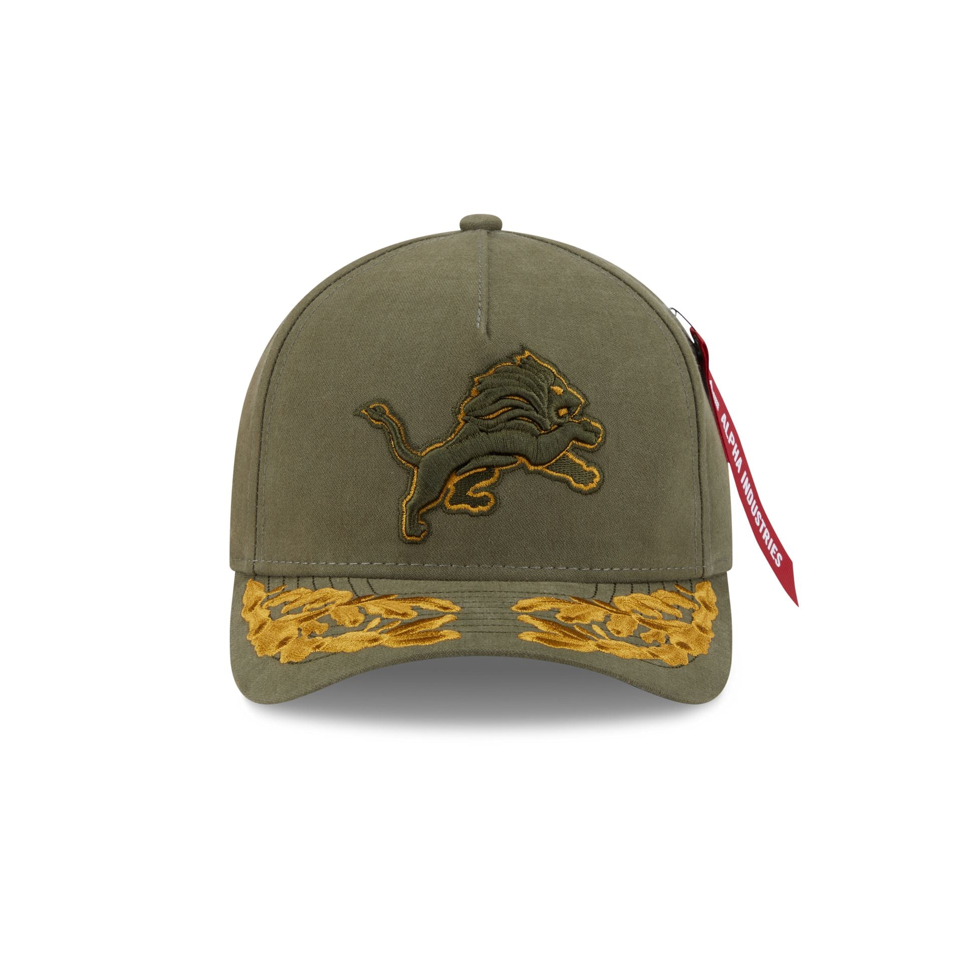 Alternative view of Alpha Industries X Detroit Lions Olive Green 9Forty M-Crown A-Frame Snapback Hat