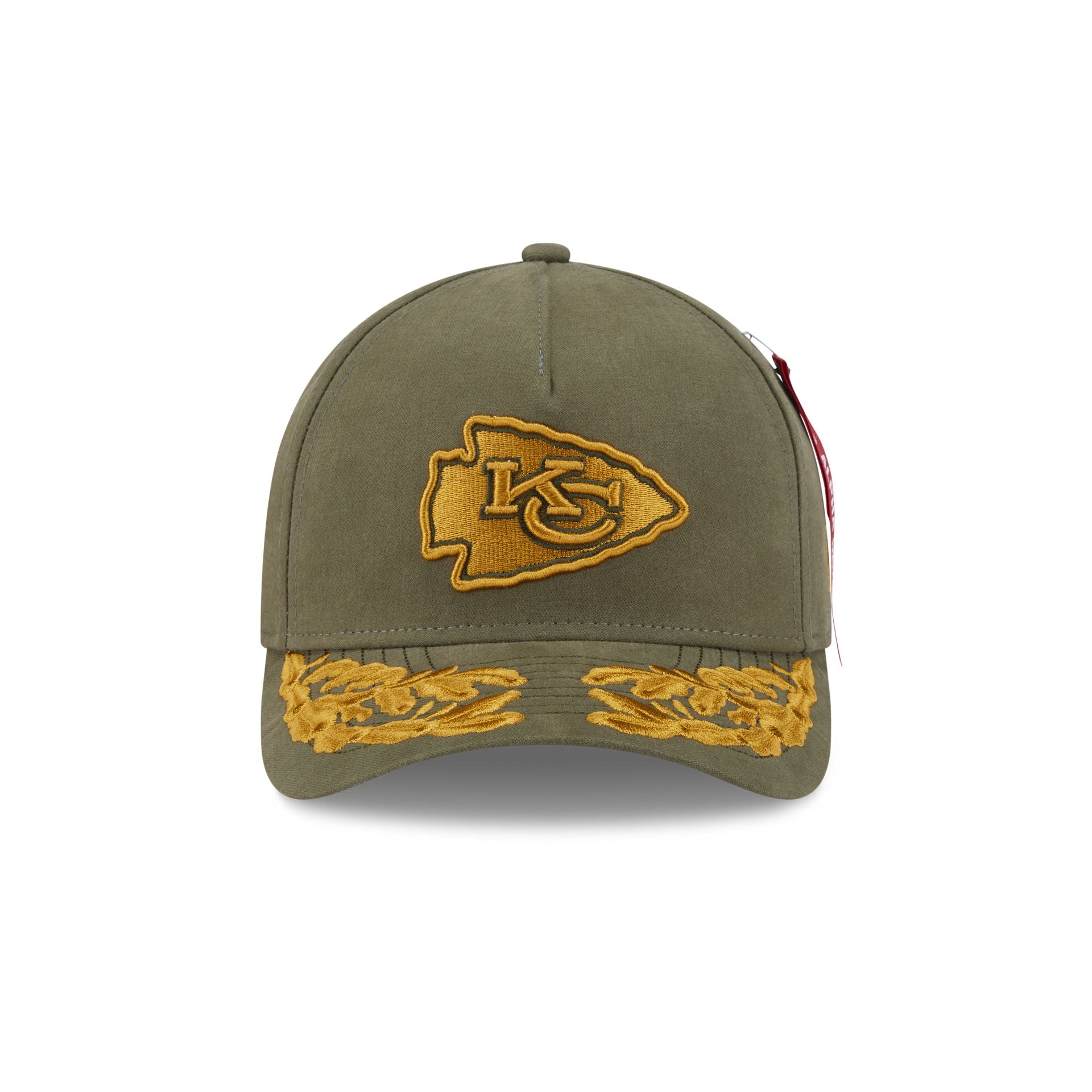 Alternative view of Alpha Industries X Kansas City Chiefs Olive Green 9Forty M-Crown A-Frame Snapback Hat