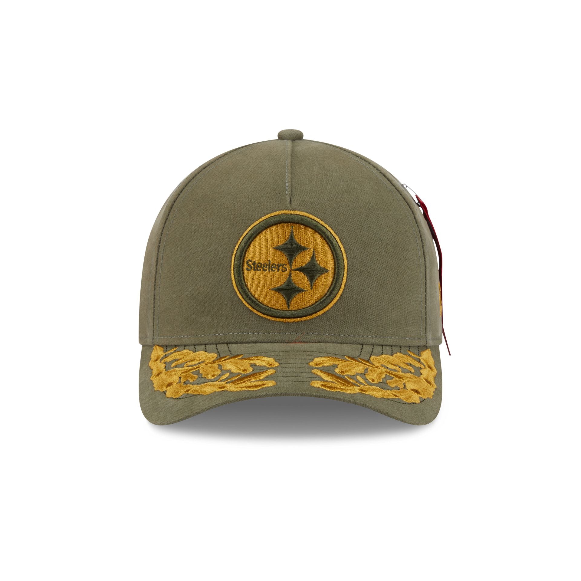 Alternative view of Alpha Industries X Pittsburgh Steelers Olive Green 9Forty M-Crown A-Frame Snapback Hat