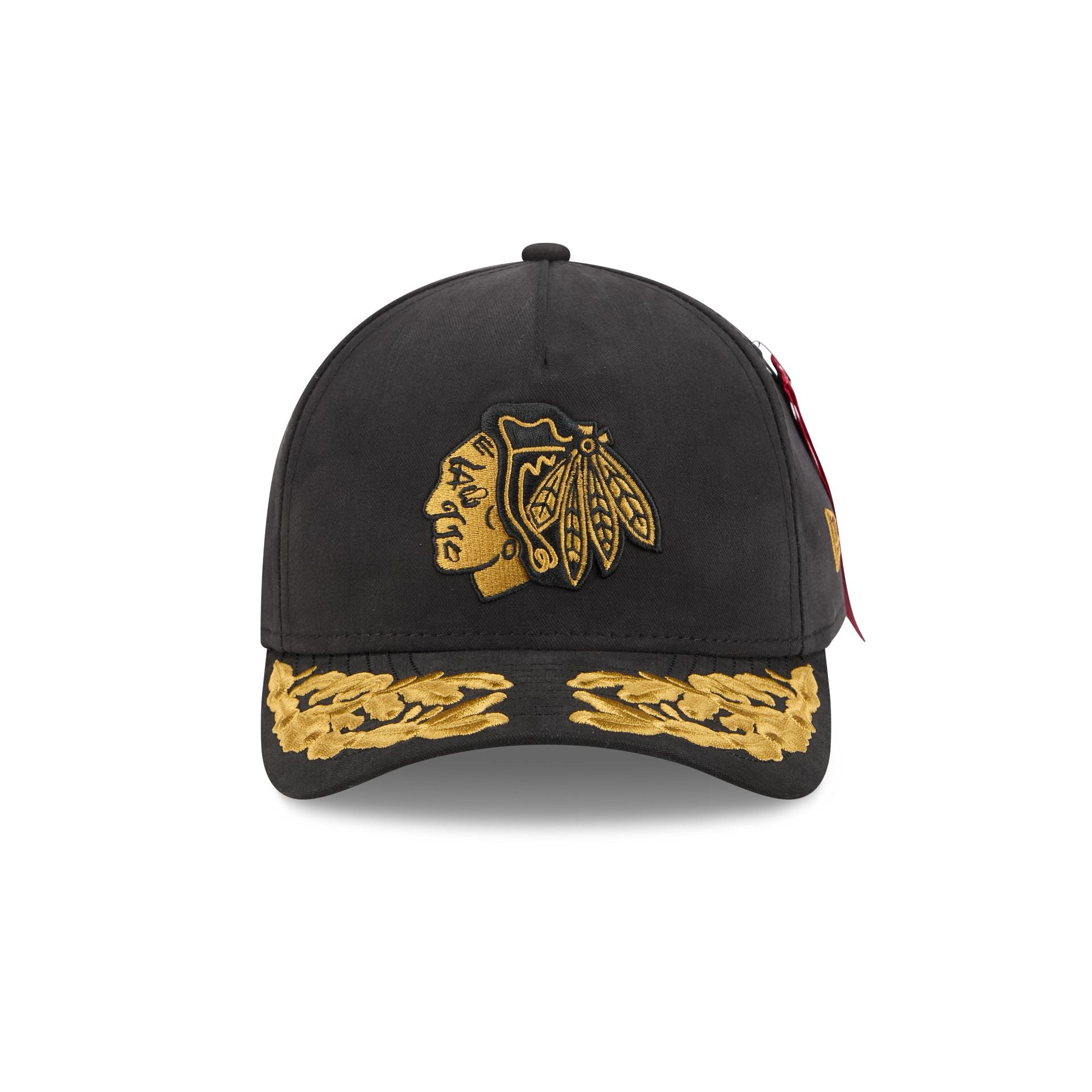 Alternative view of Alpha Industries X Chicago Blackhawks Black 9Forty M-Crown A-Frame Snapback Hat