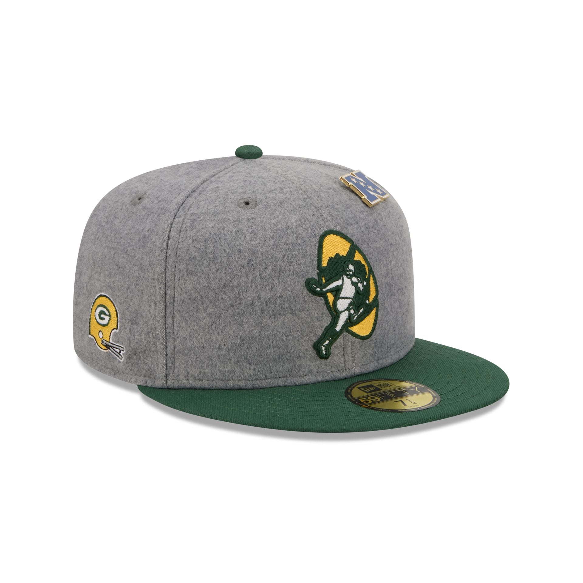 Green Bay Packers Heather Gray Wool 59Fifty Fitted Hat