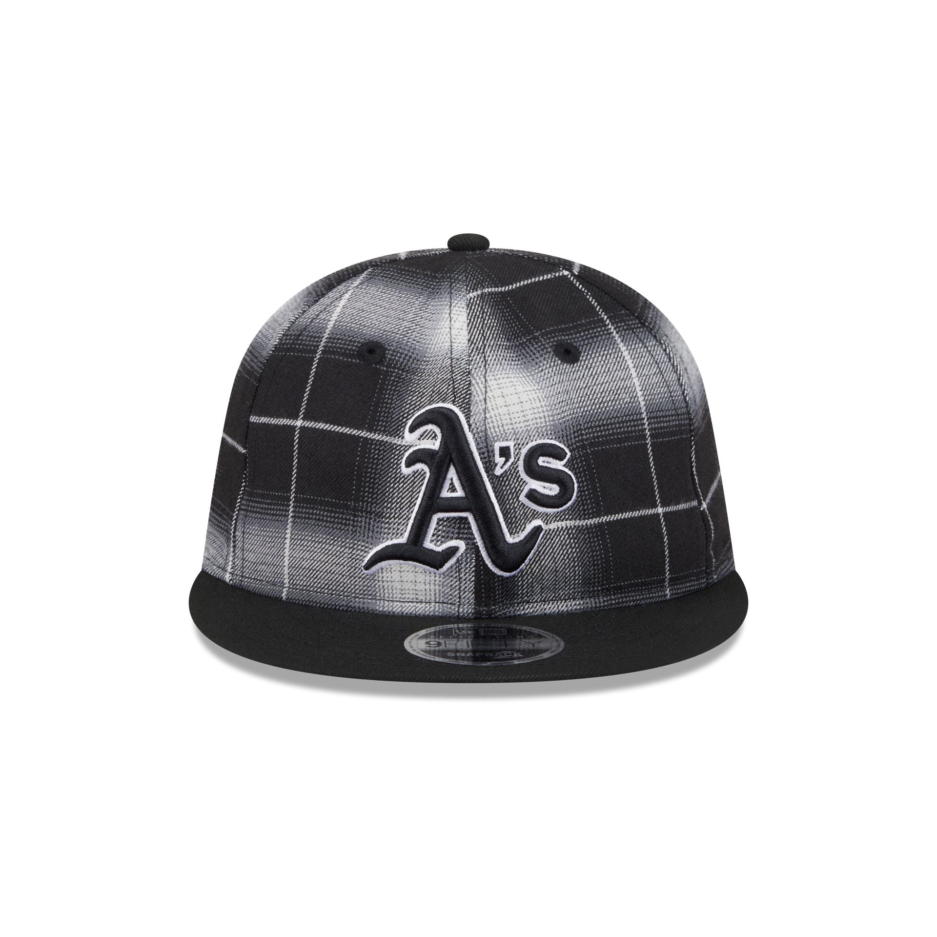 Alternative view of Athletics Black And White Plaid Retro Crown 9Fifty Snapback Hat