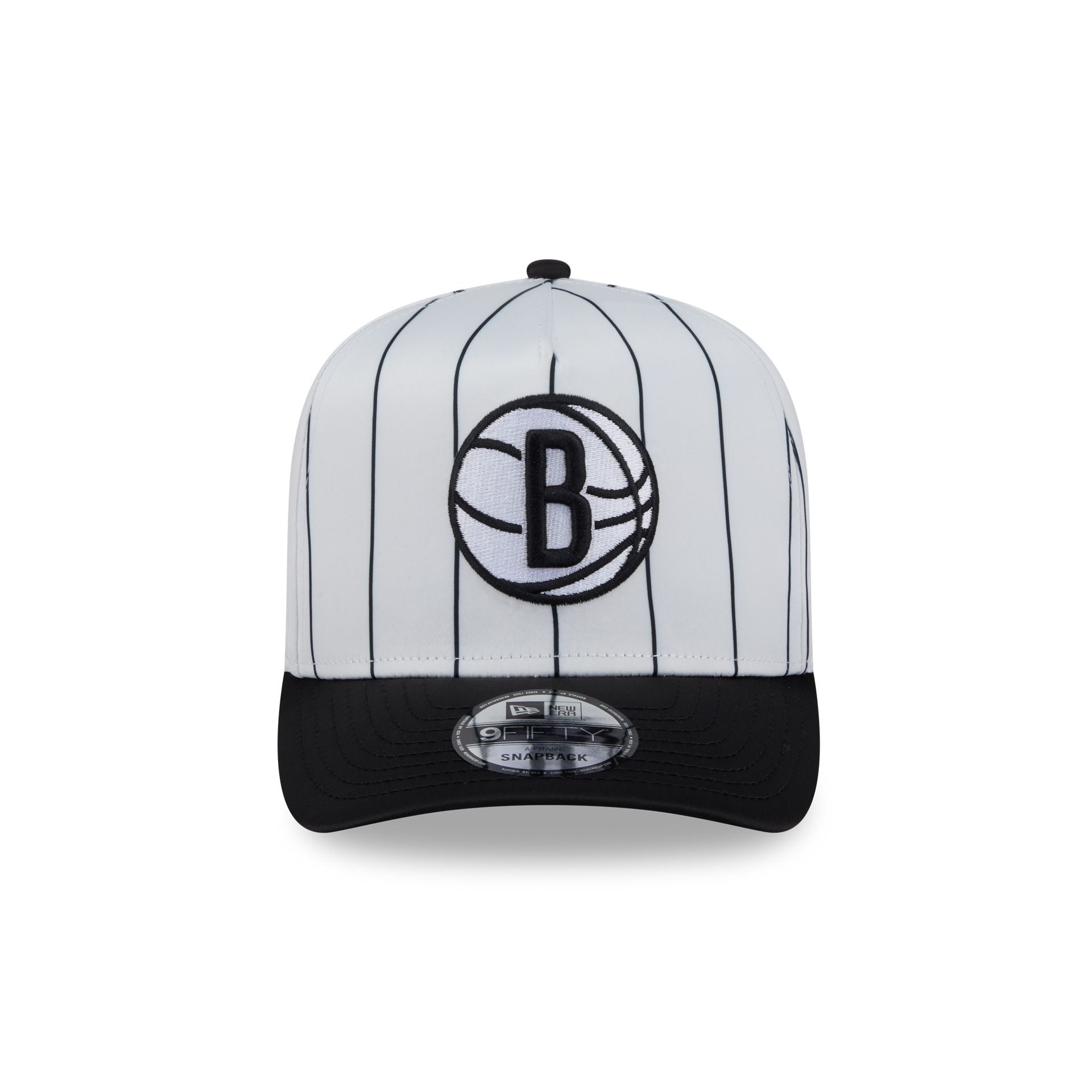 Alternative view of Brooklyn Nets Satin Pinstripe 9Fifty A-Frame Snapback Hat