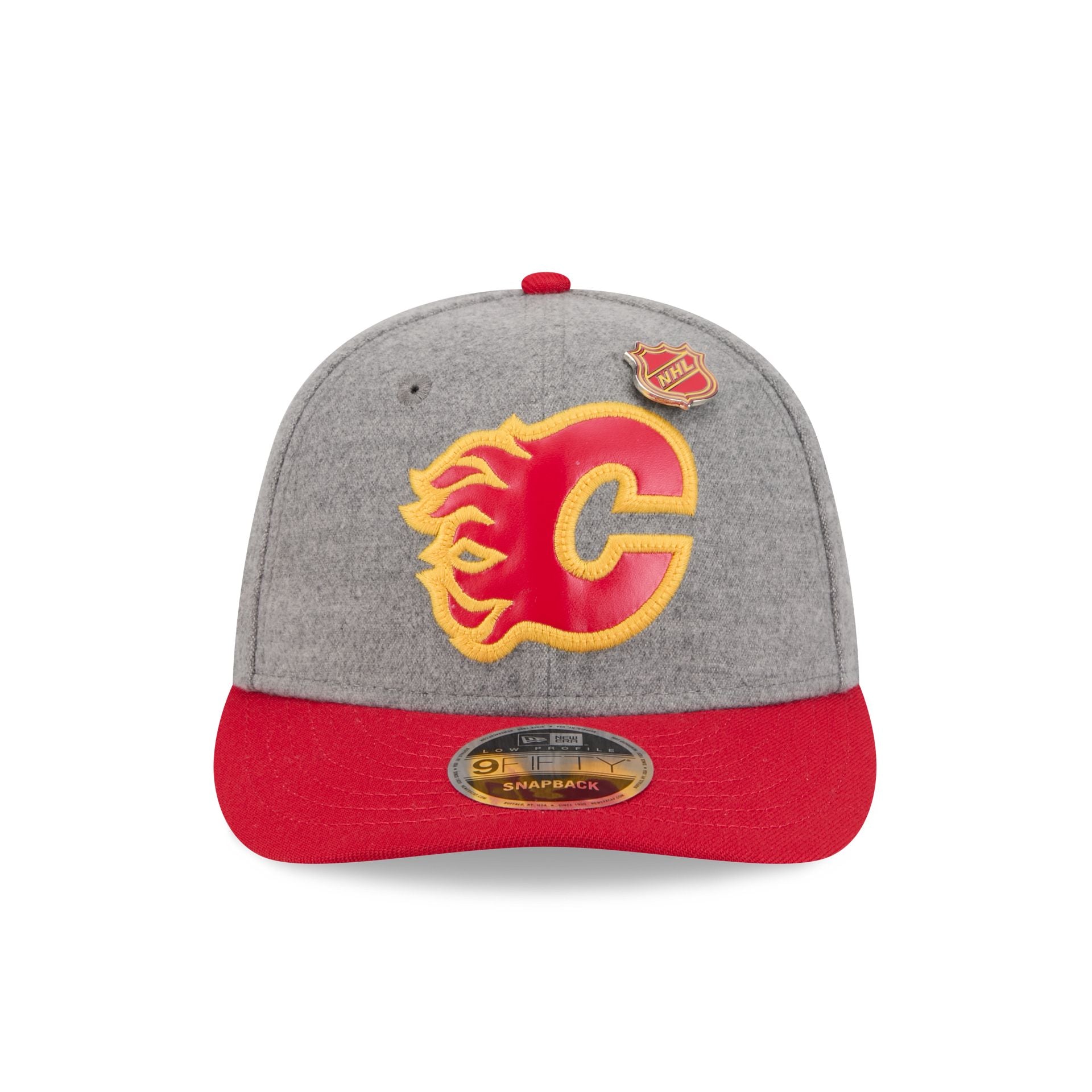 Alternative view of Calgary Flames Heather Gray Wool Low Profile 9Fifty Snapback Hat