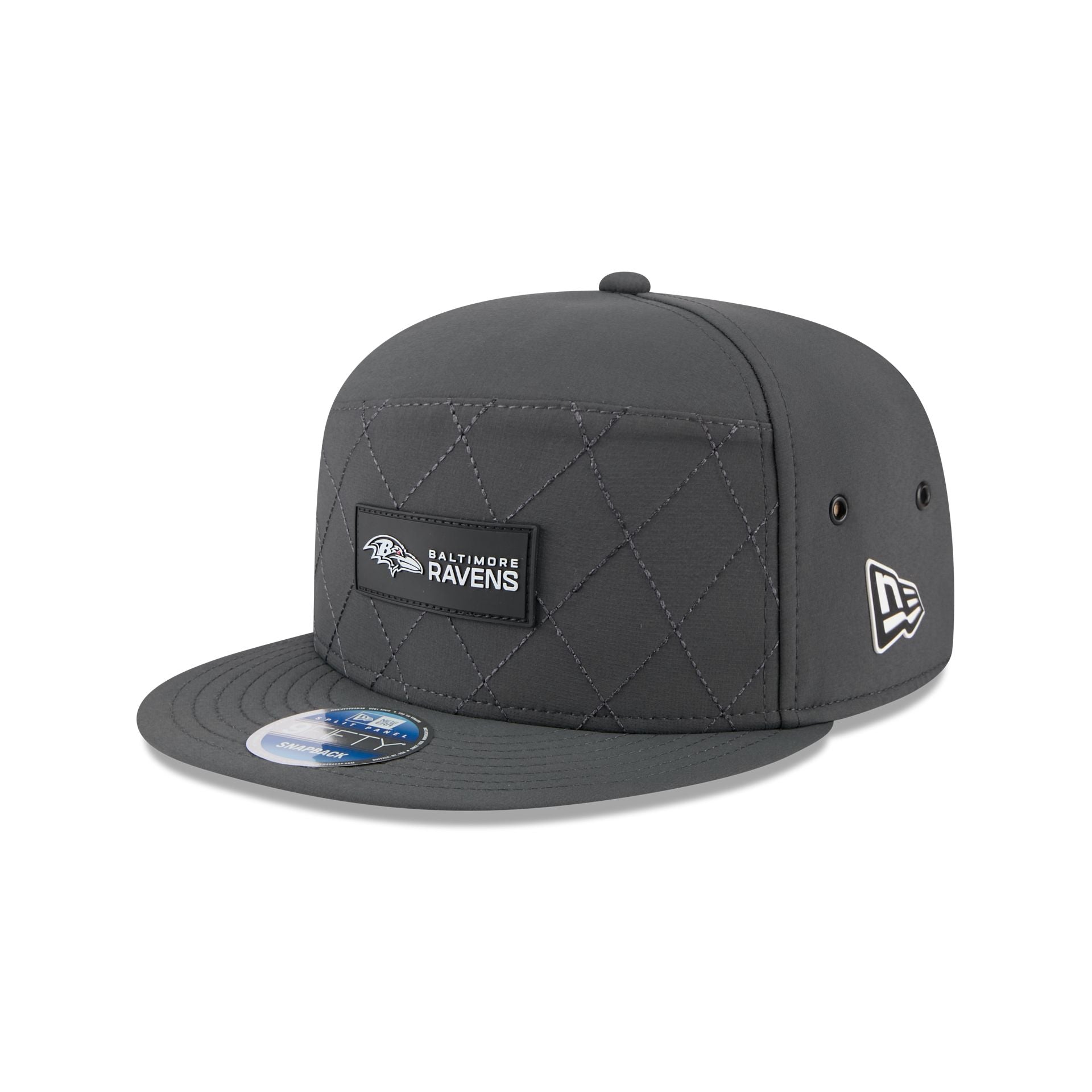 Baltimore Ravens 2025 Sideline Cold Weather Steel Clouds Split Panel 9Fifty Snapback Hat