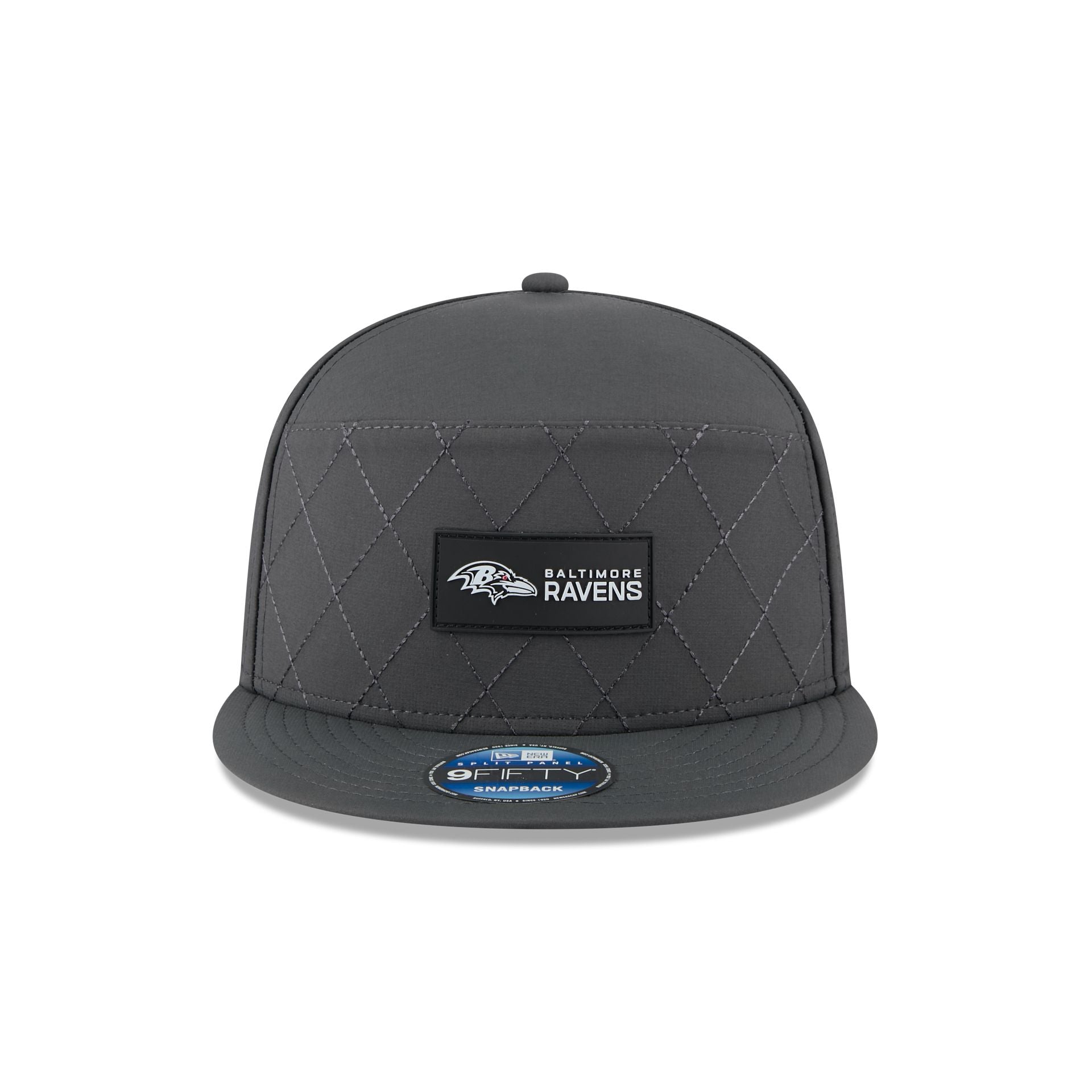 Alternative view of Baltimore Ravens 2025 Sideline Cold Weather Steel Clouds Split Panel 9Fifty Snapback Hat