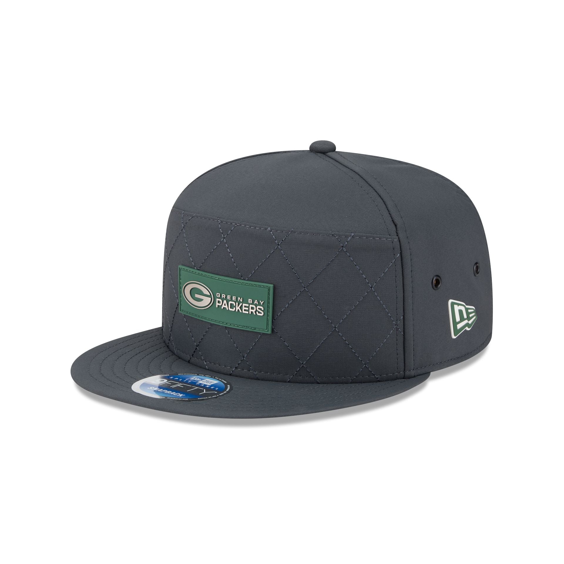 Green Bay Packers 2025 Sideline Cold Weather Steel Clouds Split Panel 9Fifty Snapback Hat