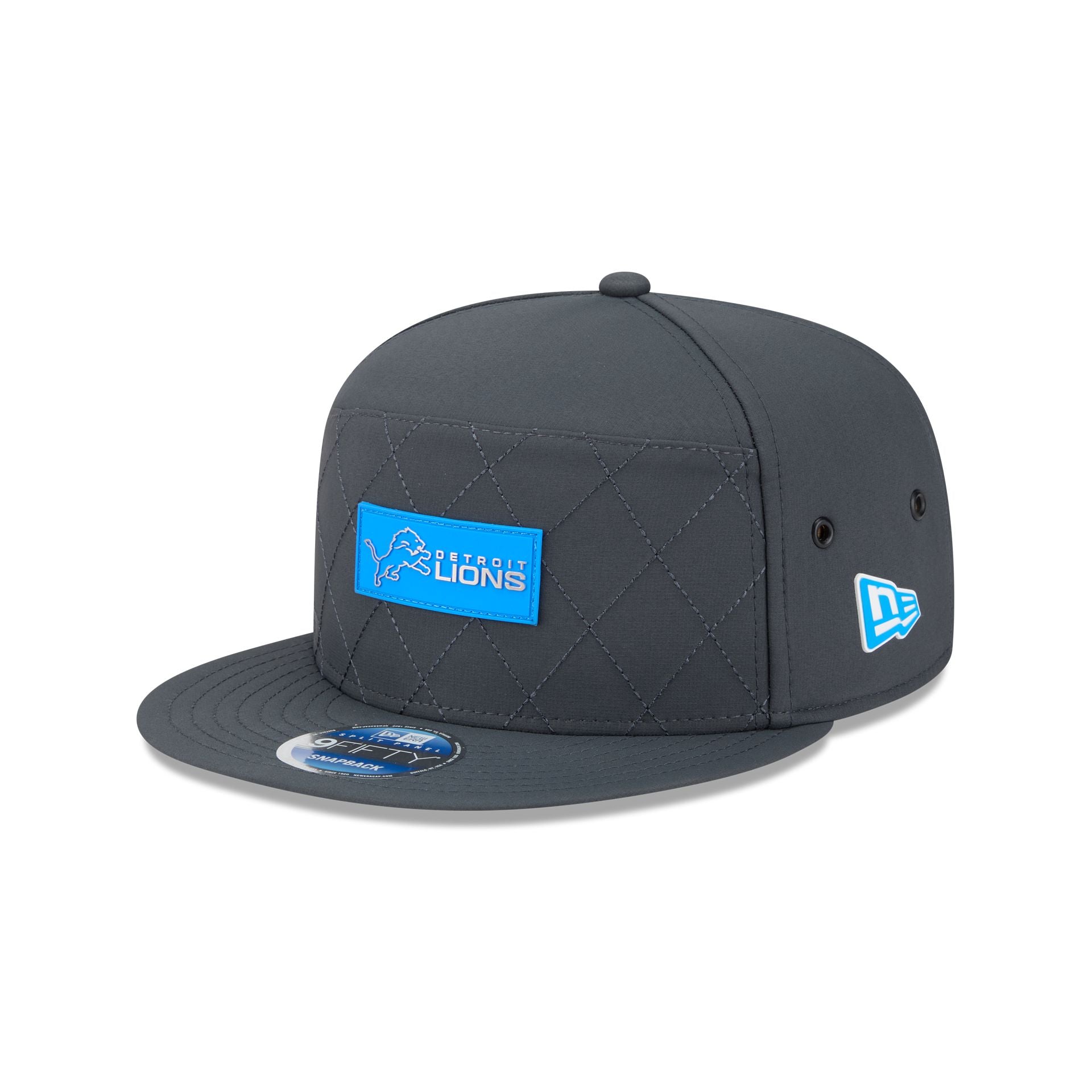 Detroit Lions 2025 Sideline Cold Weather Steel Clouds Split Panel 9Fifty Snapback Hat