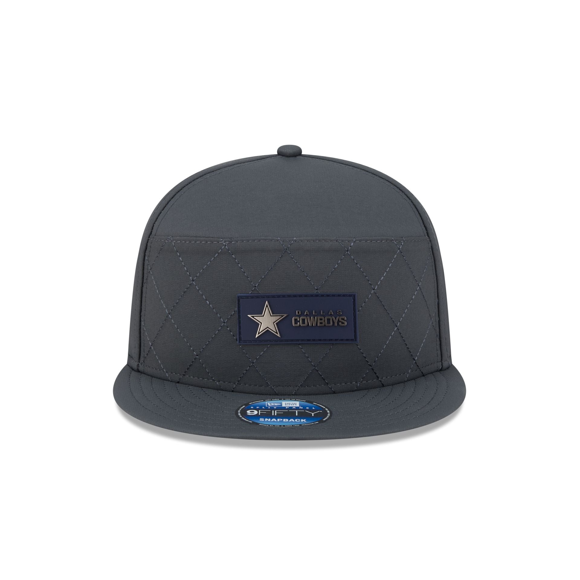 Alternative view of Dallas Cowboys 2025 Sideline Cold Weather Steel Clouds Split Panel 9Fifty Snapback Hat