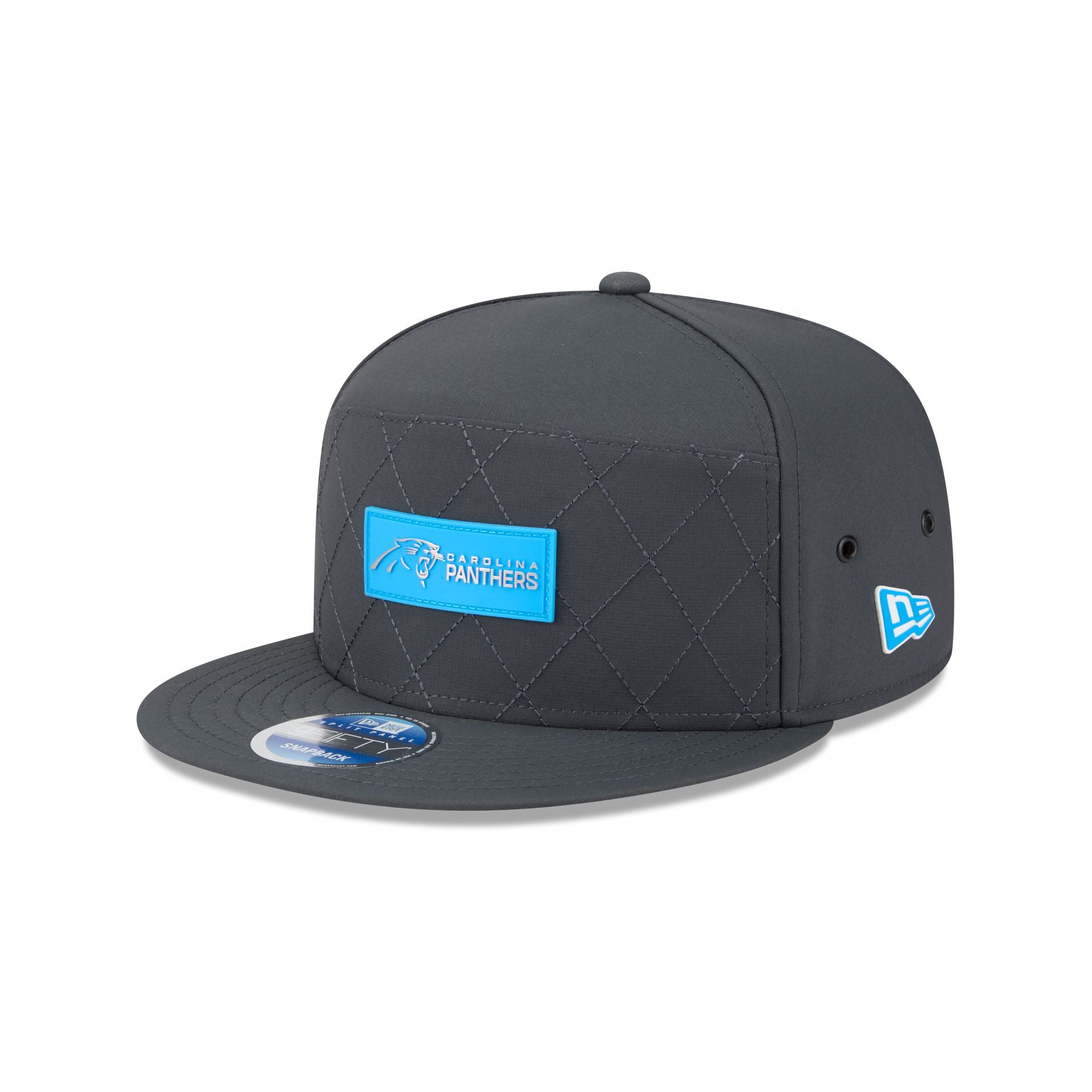 Carolina Panthers 2025 Sideline Cold Weather Steel Clouds Split Panel 9Fifty Snapback Hat