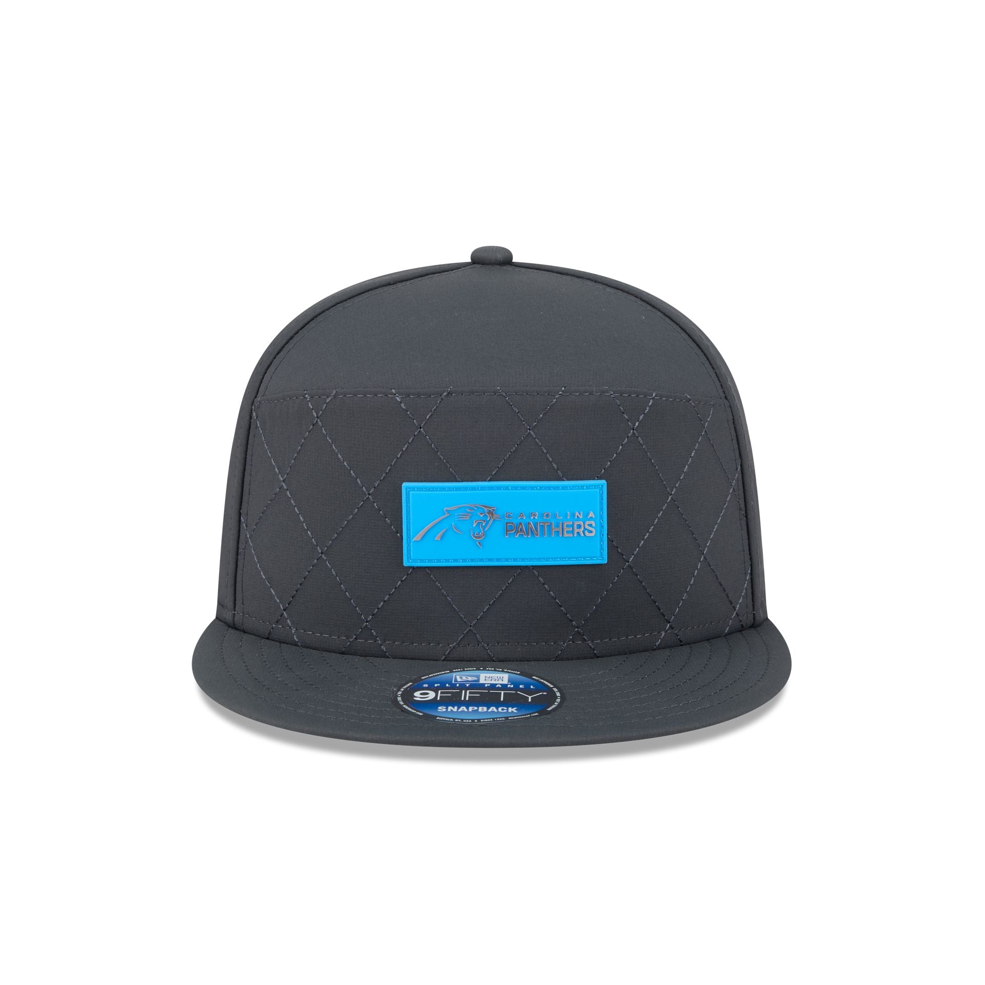 Alternative view of Carolina Panthers 2025 Sideline Cold Weather Steel Clouds Split Panel 9Fifty Snapback Hat
