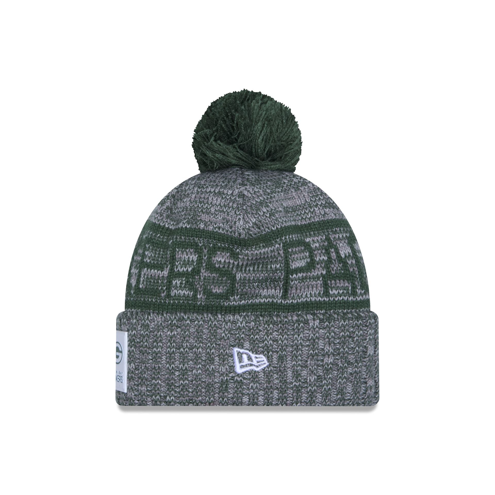 Alternative view of Green Bay Packers 2025 Sideline Cold Weather Gray Pom Knit Hat