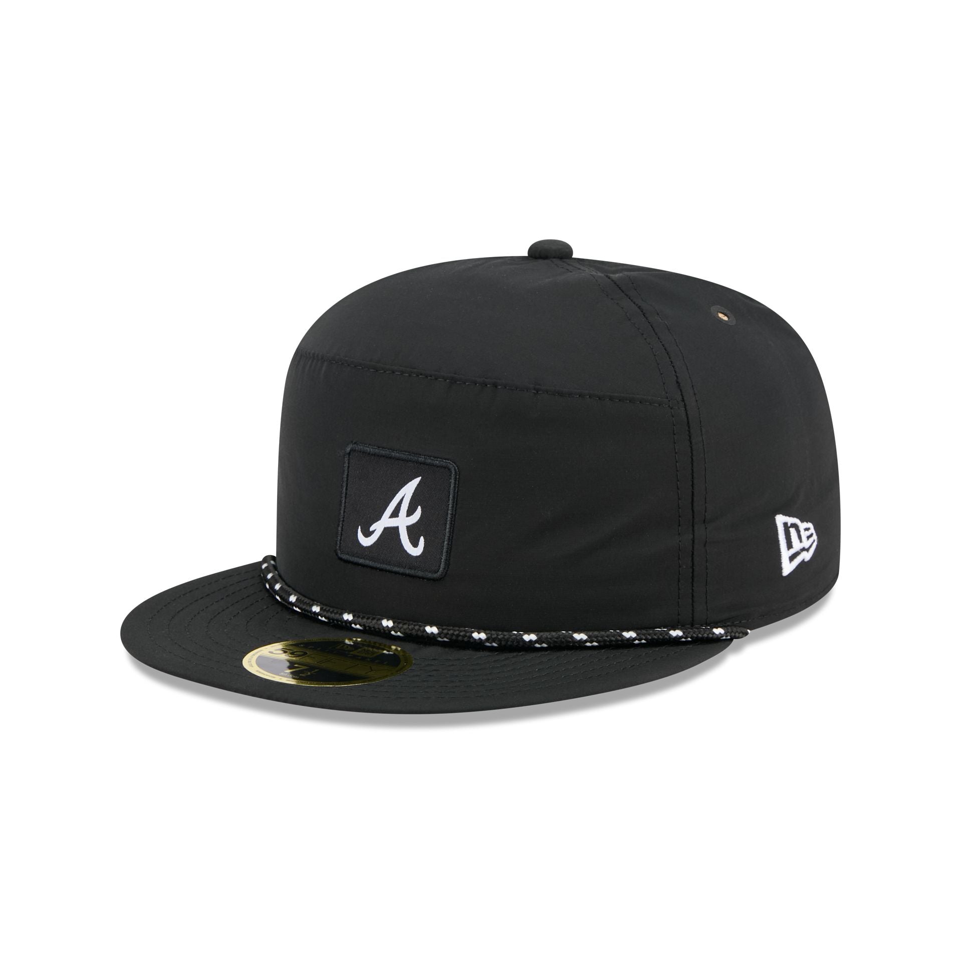 Atlanta Braves Black Poly Rope Split Panel 59Fifty Fitted Hat