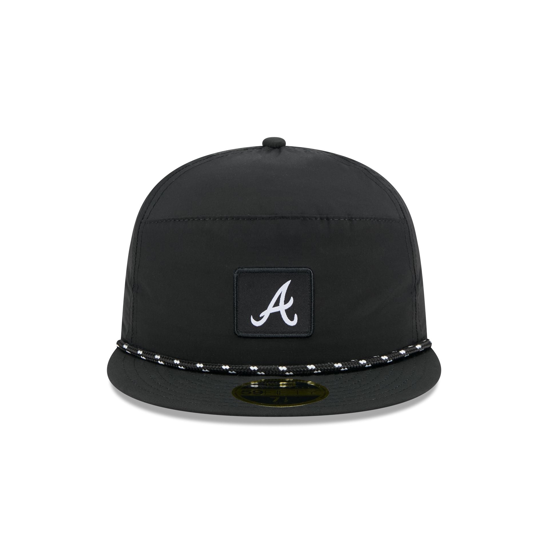 Alternative view of Atlanta Braves Black Poly Rope Split Panel 59Fifty Fitted Hat