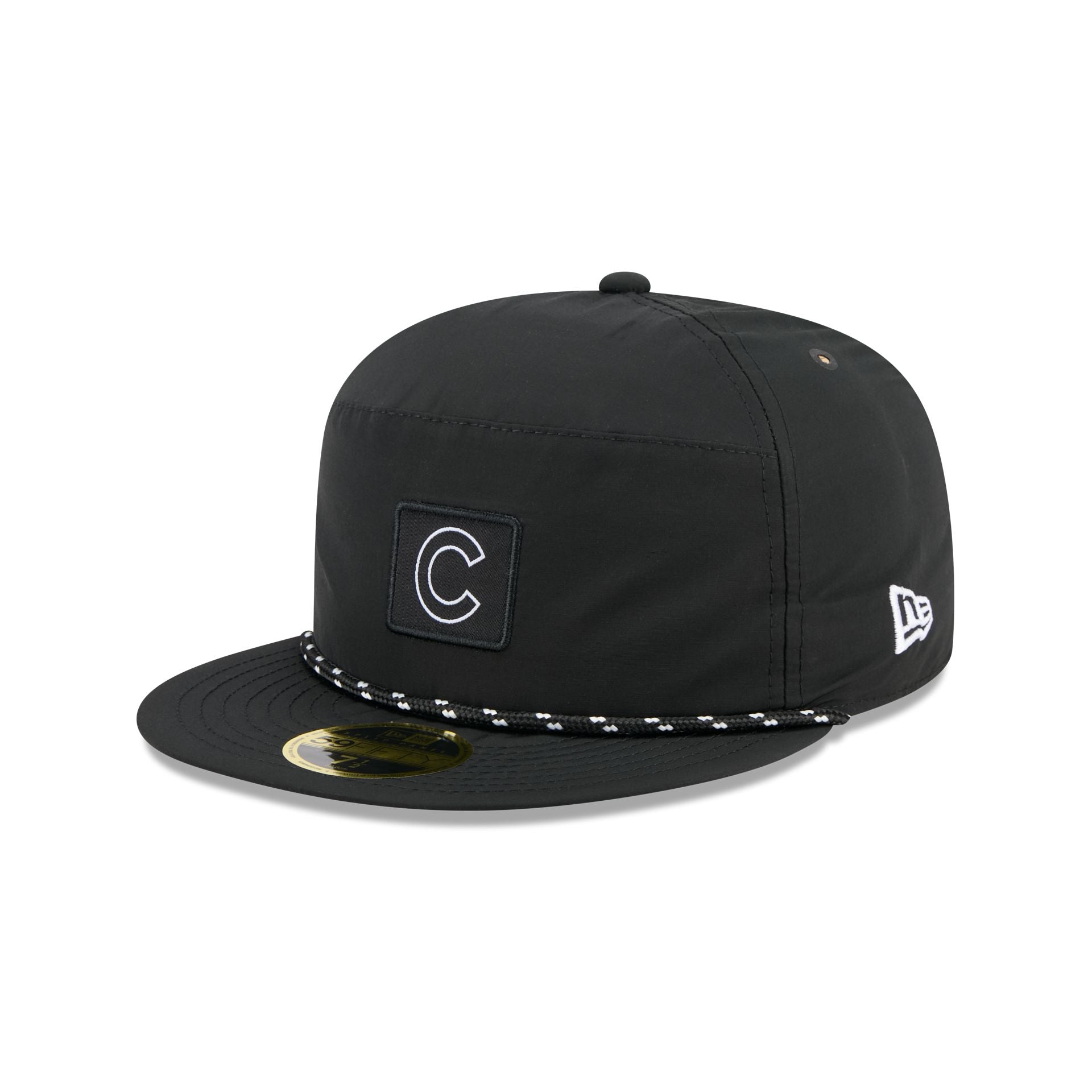 Chicago Cubs Black Poly Rope Split Panel 59Fifty Fitted Hat
