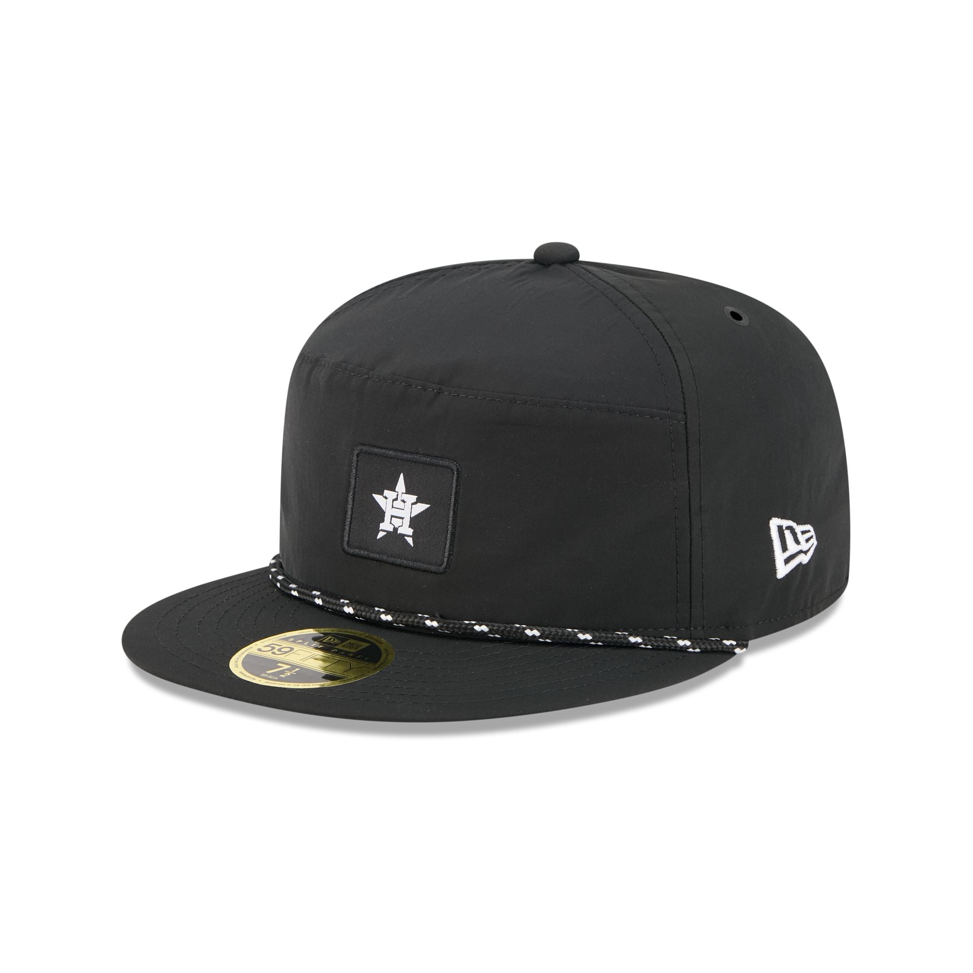 Houston Astros Black Poly Rope Split Panel 59Fifty Fitted Hat