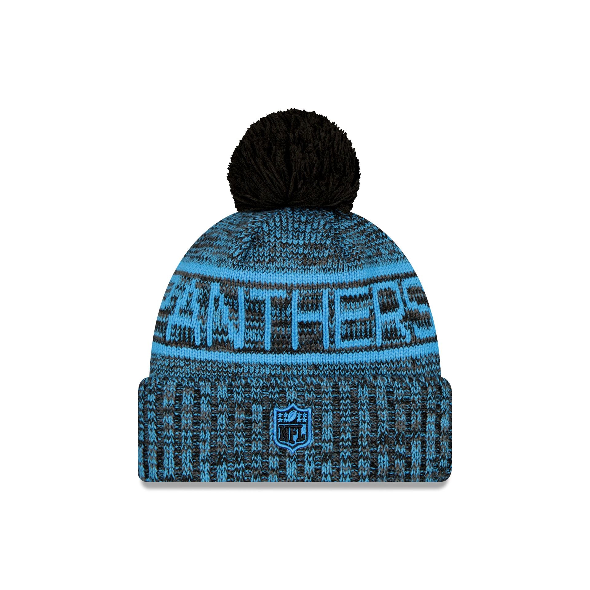 Alternative view of Carolina Panthers 2025 Sideline Cold Weather Black Pom Knit Hat