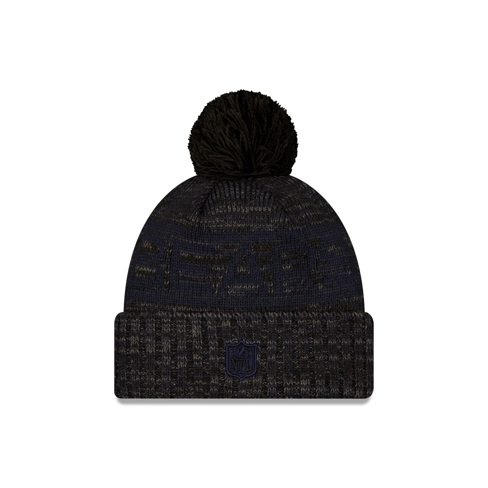 Alternative view of Chicago Bears 2025 Sideline Cold Weather Black C Pom Knit Hat