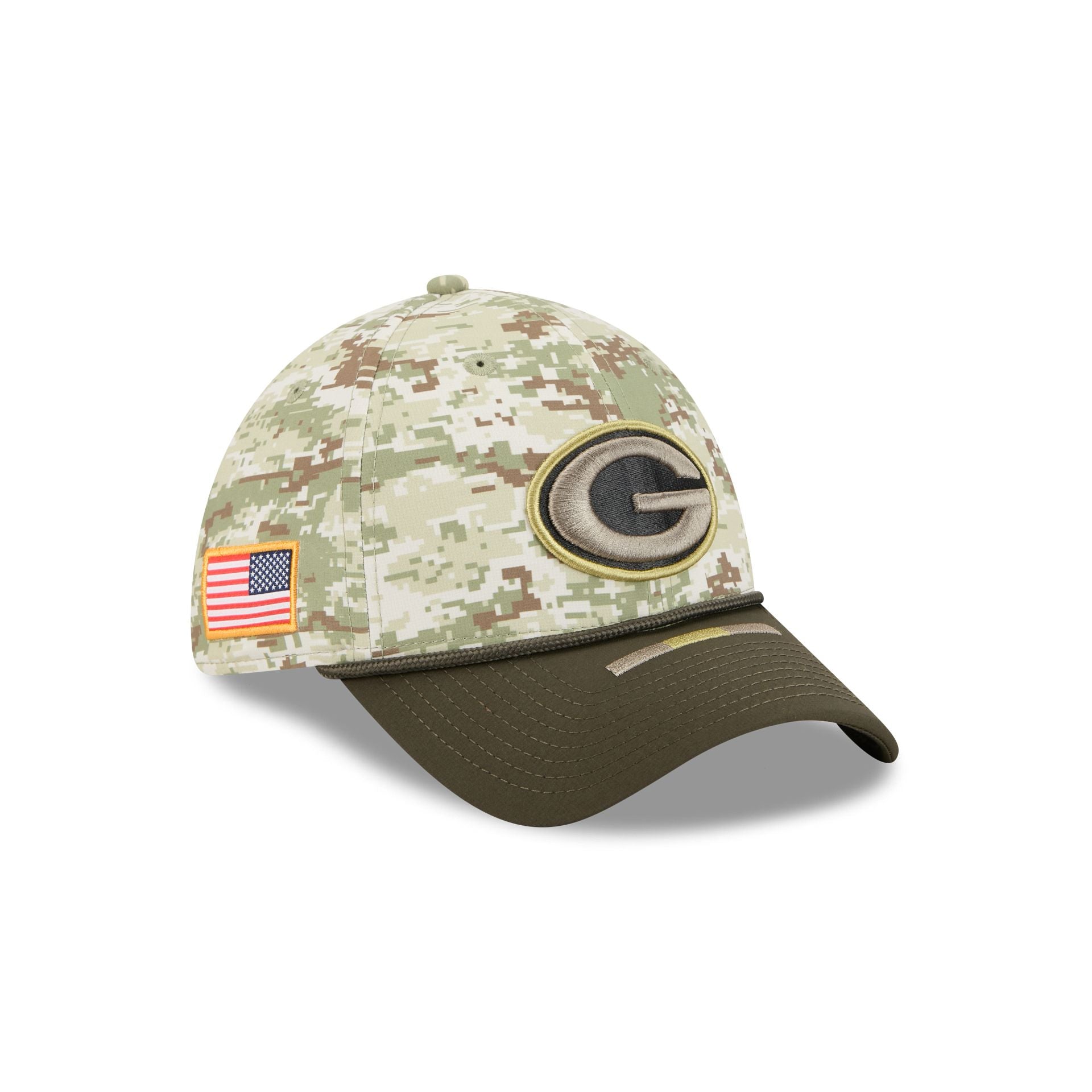 Green Bay Packers 2025 Salute To Service Digi Camo 39Thirty Stretch Fit Hat