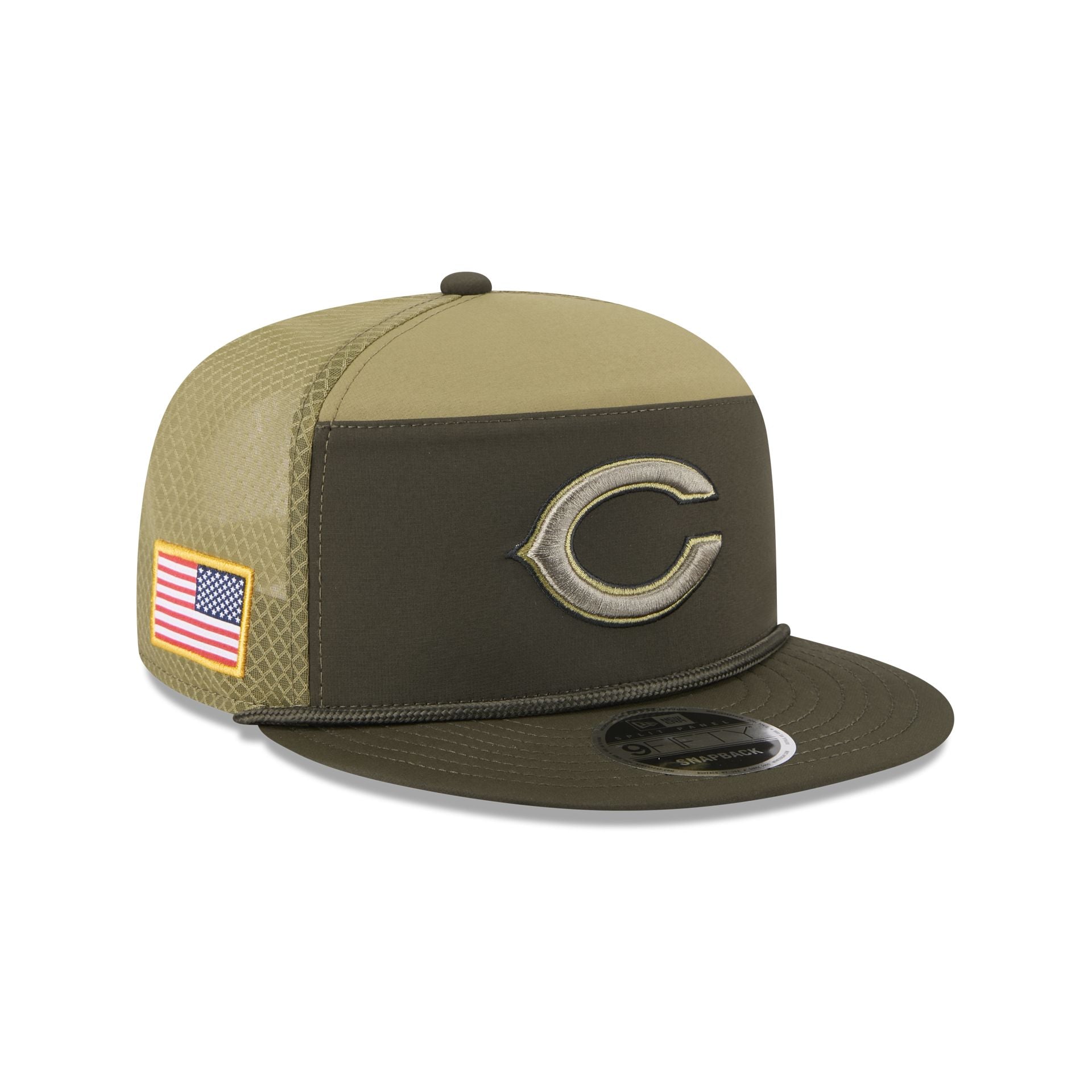 Chicago Bears 2025 Salute To Service Split Panel 9Fifty Trucker Hat