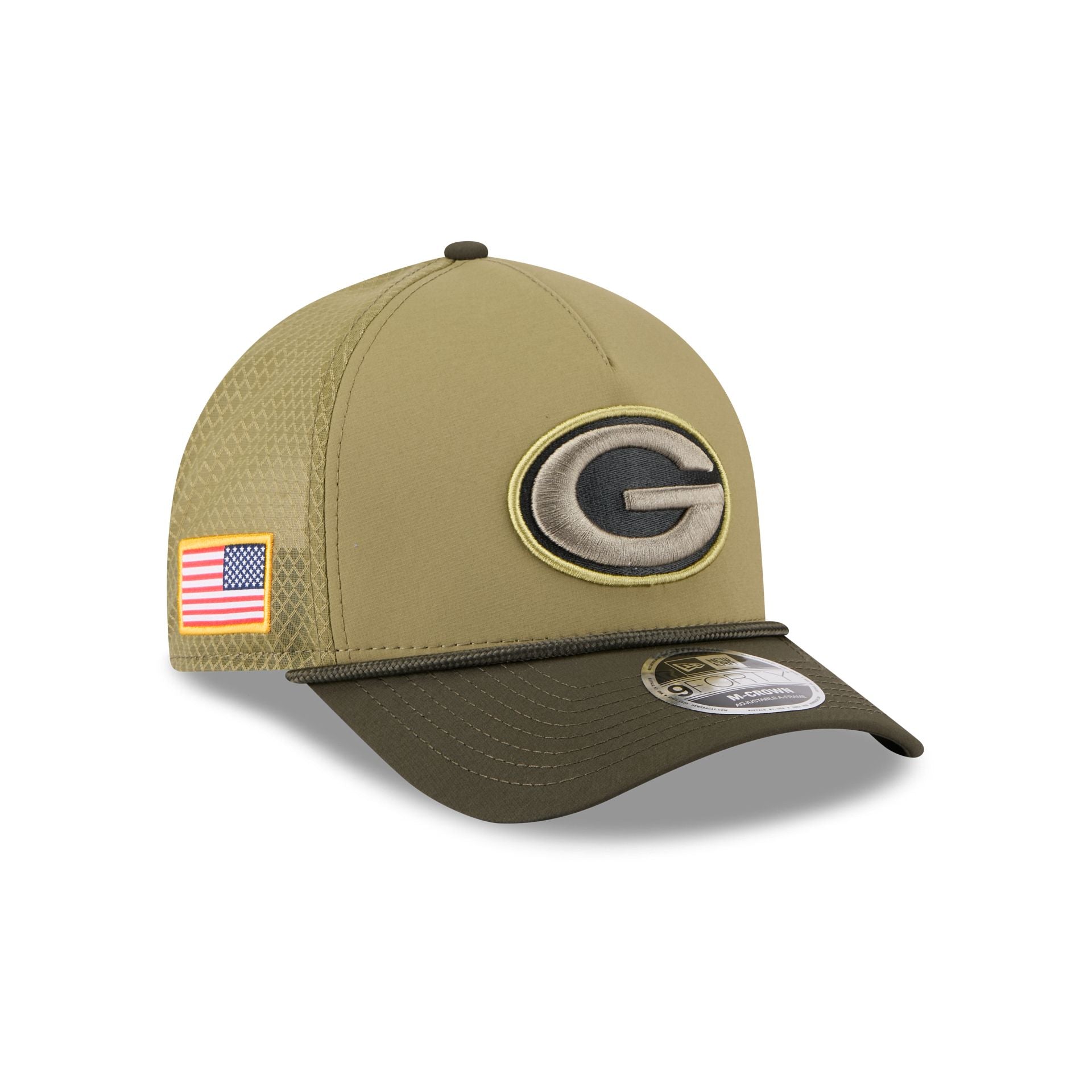 Green Bay Packers 2025 Salute To Service 9Forty M-Crown A-Frame Trucker Hat